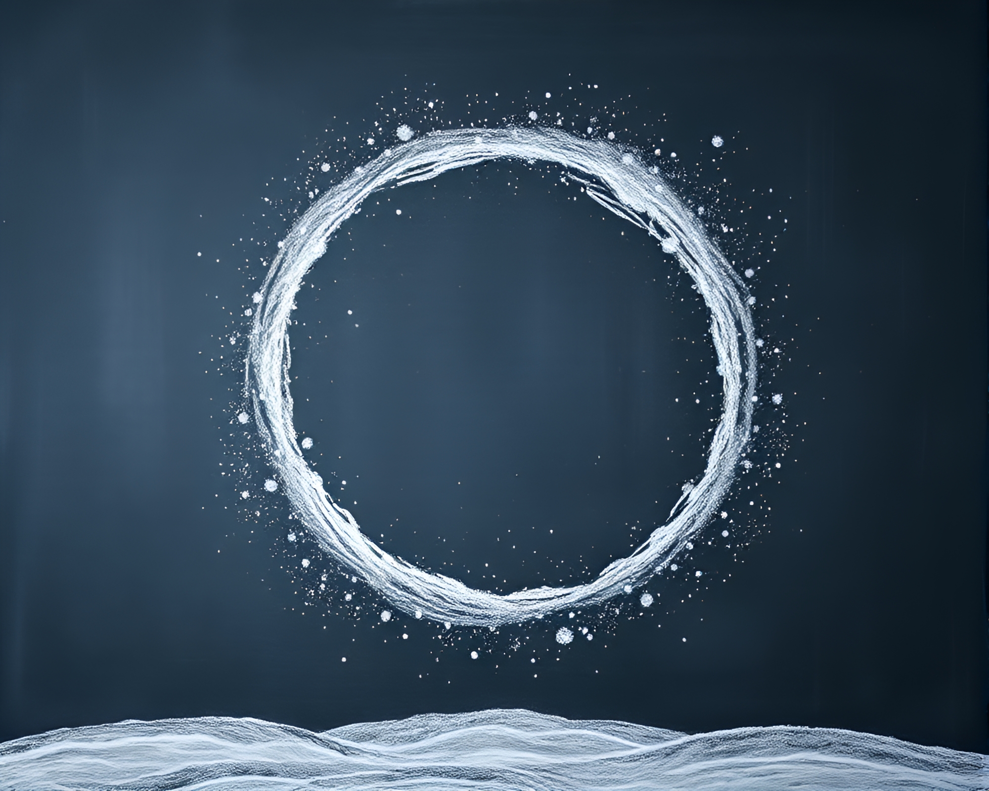 Snowy Stone Circle Illuminated by Chalkboard Light – free AI stock image