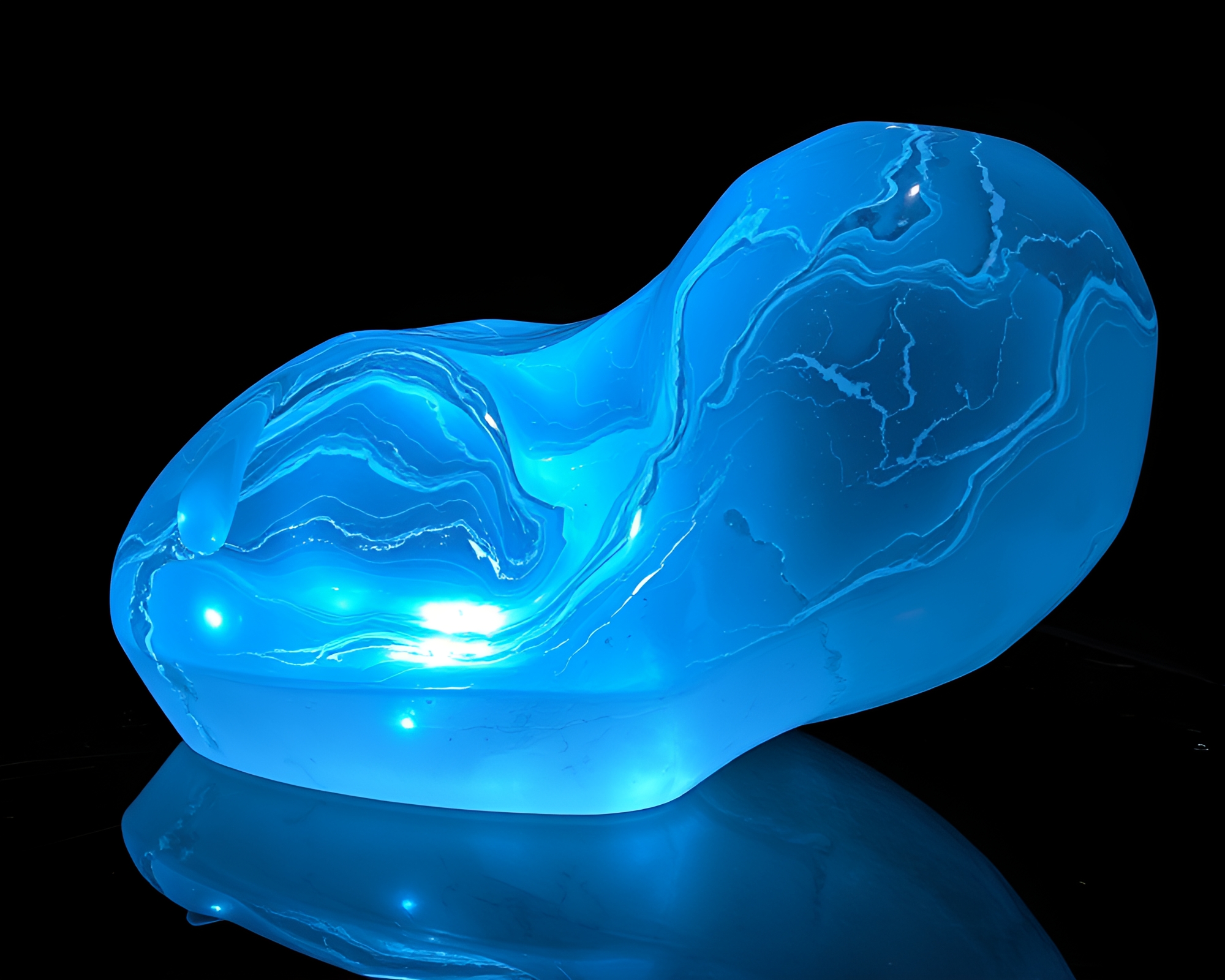 Sculpted Marble Reflections: Phosphorescent Calligraphy Glow – free AI stock image