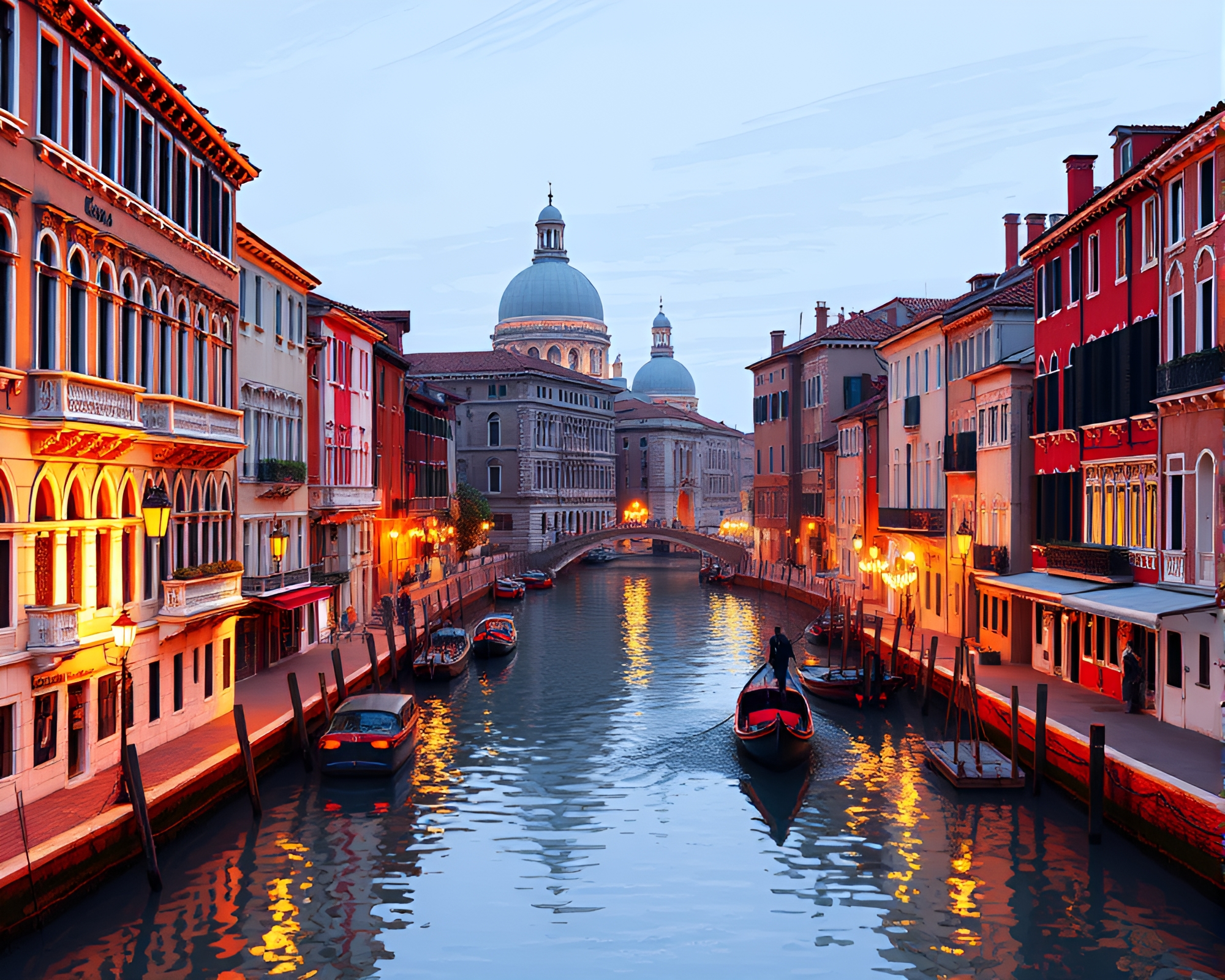 Venetian Canal Hatching in Pixelated Architectural Rendering – free AI stock image