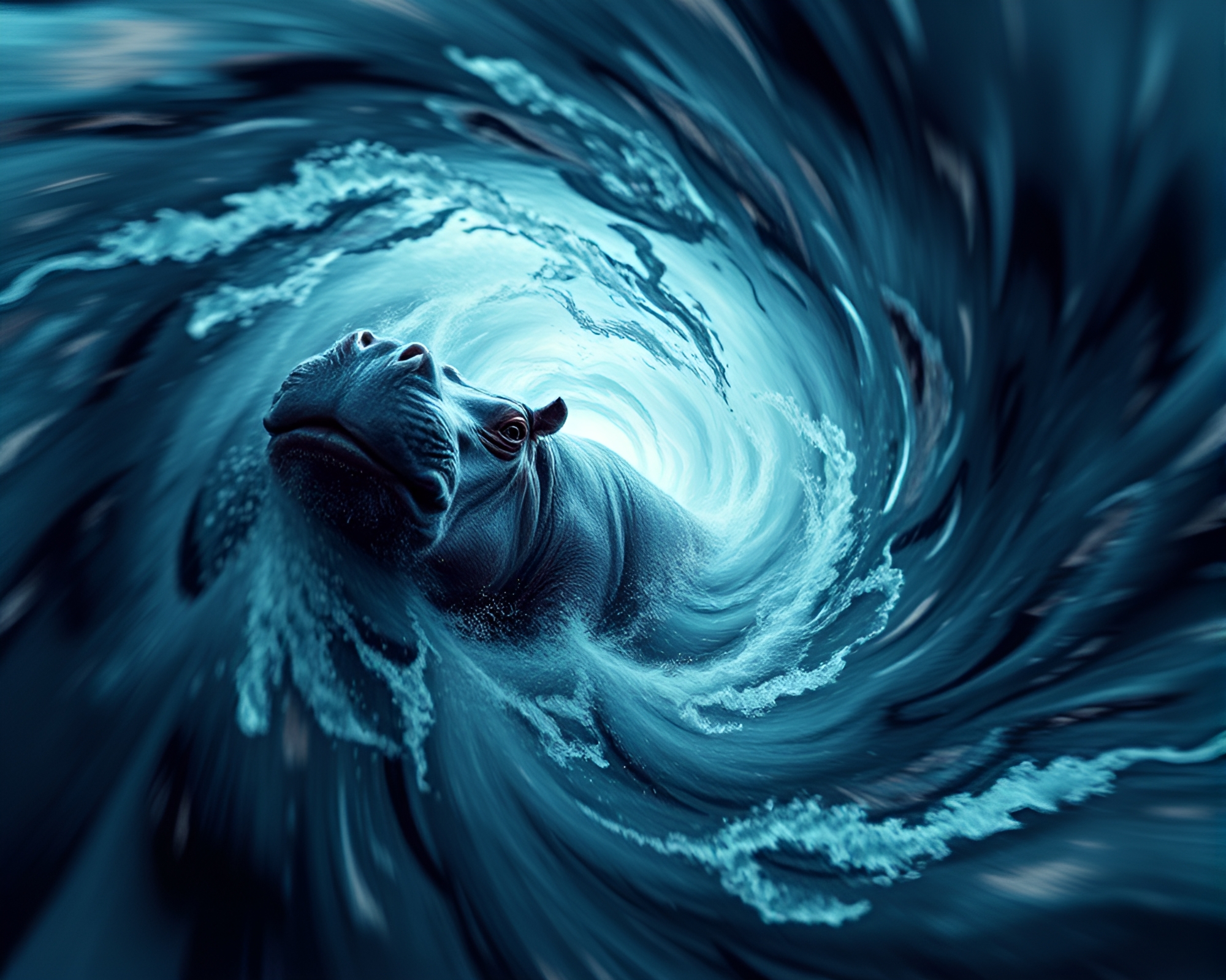 Swirling Vortex of Hippopotamus: CGI Render Concept – free AI stock image