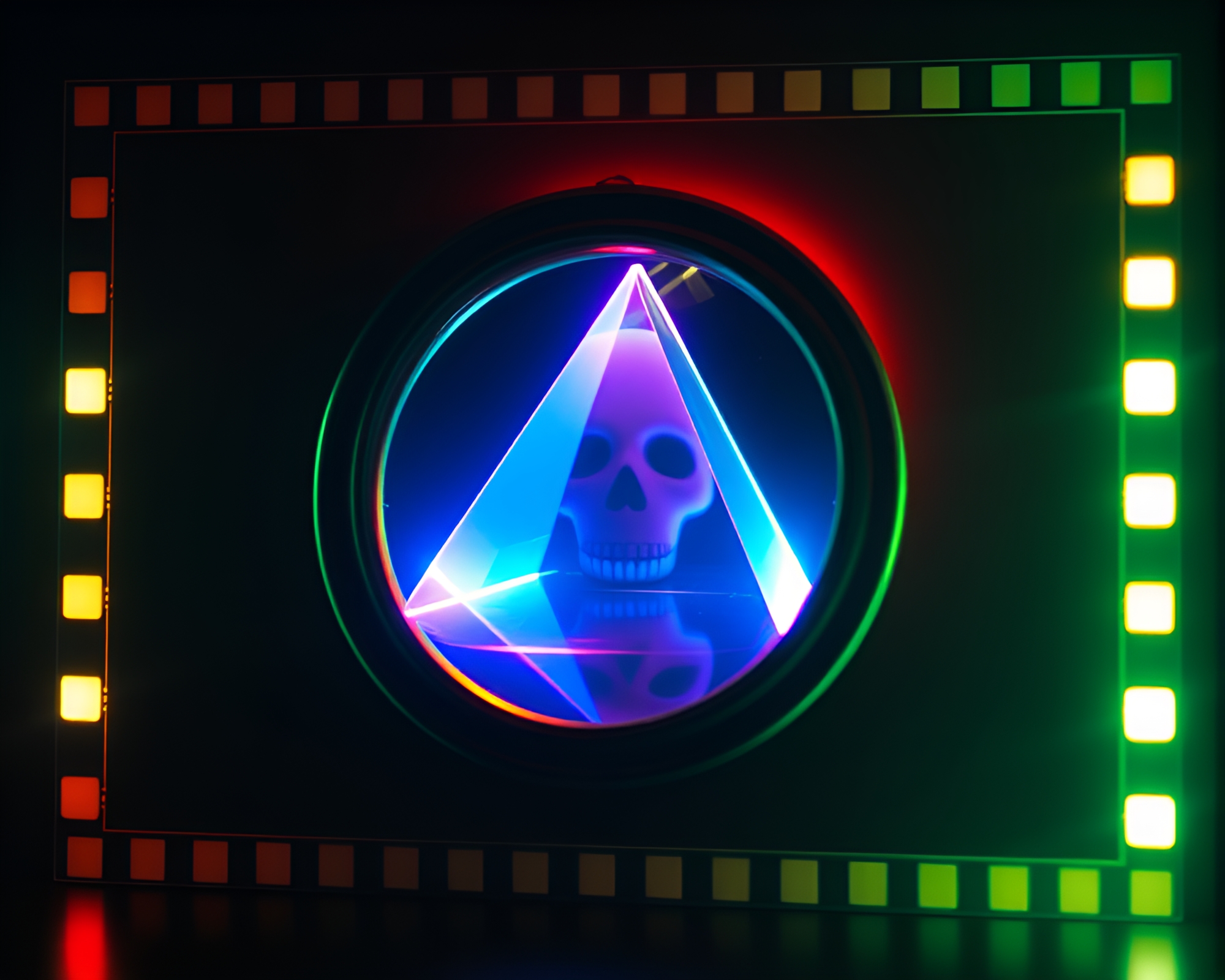 Ethereal Haunted Mirror with Bioluminescent Prism Glow – free AI stock image