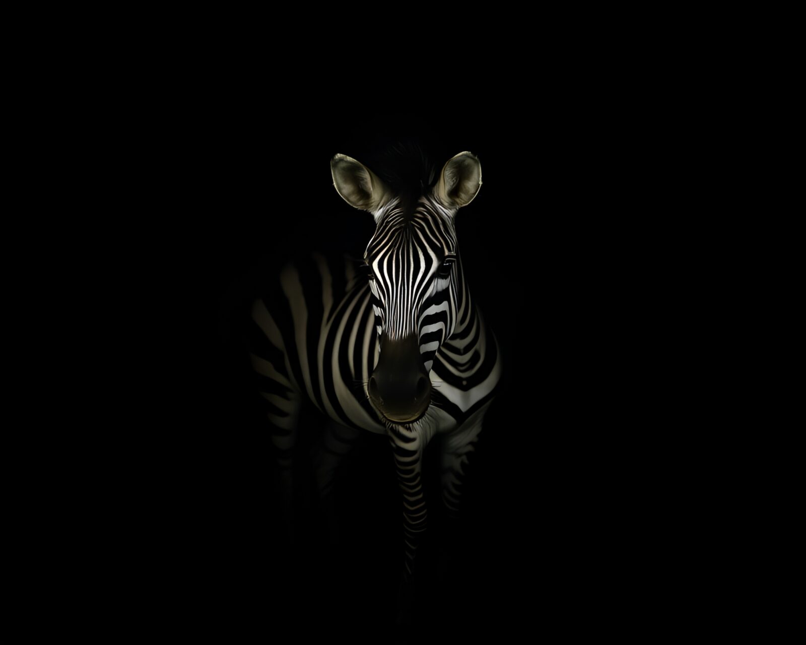 Off-center zebra in torchlit dungeon setting
