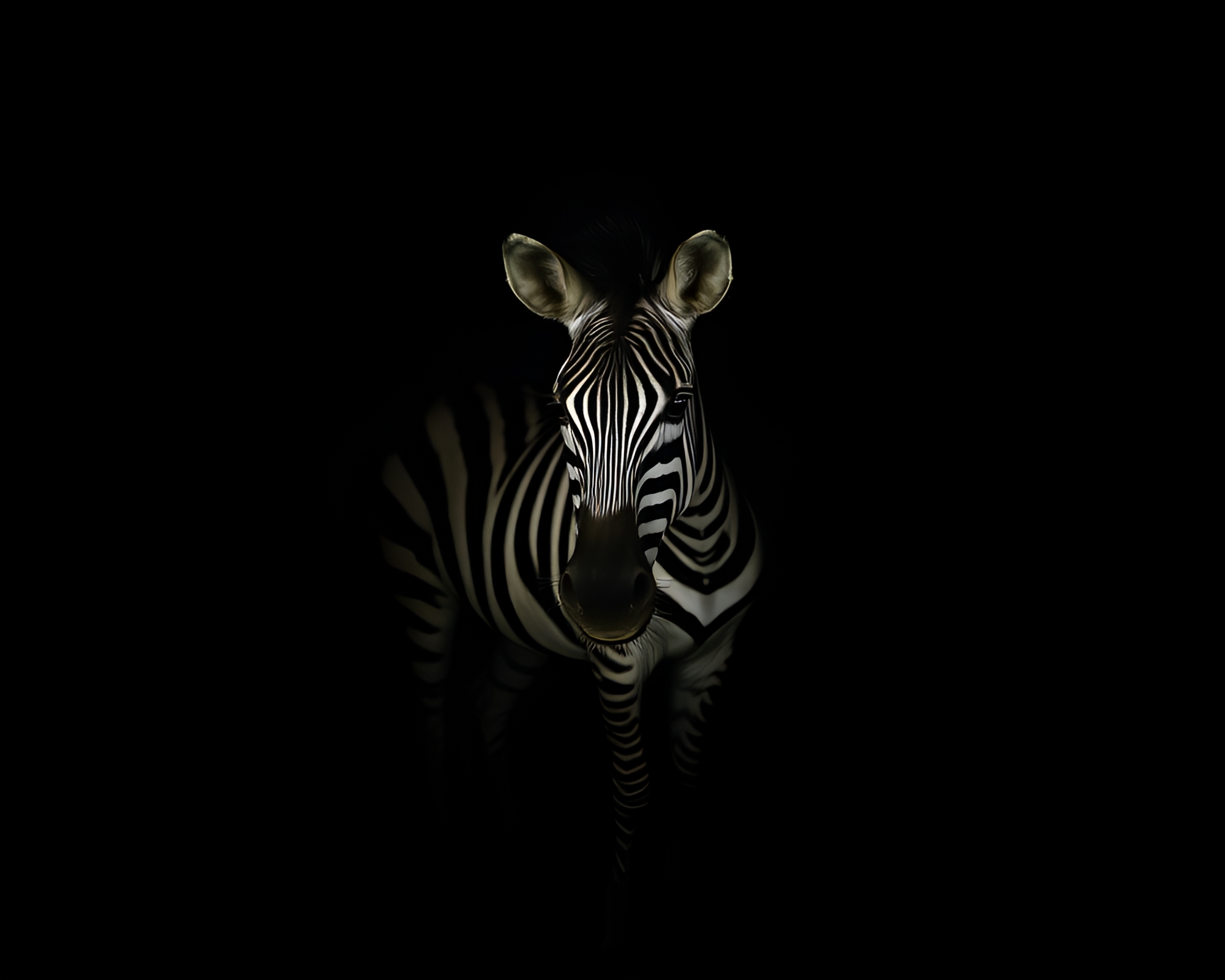 Zebra in Dimly Lit Dungeon Corridor – free AI stock image