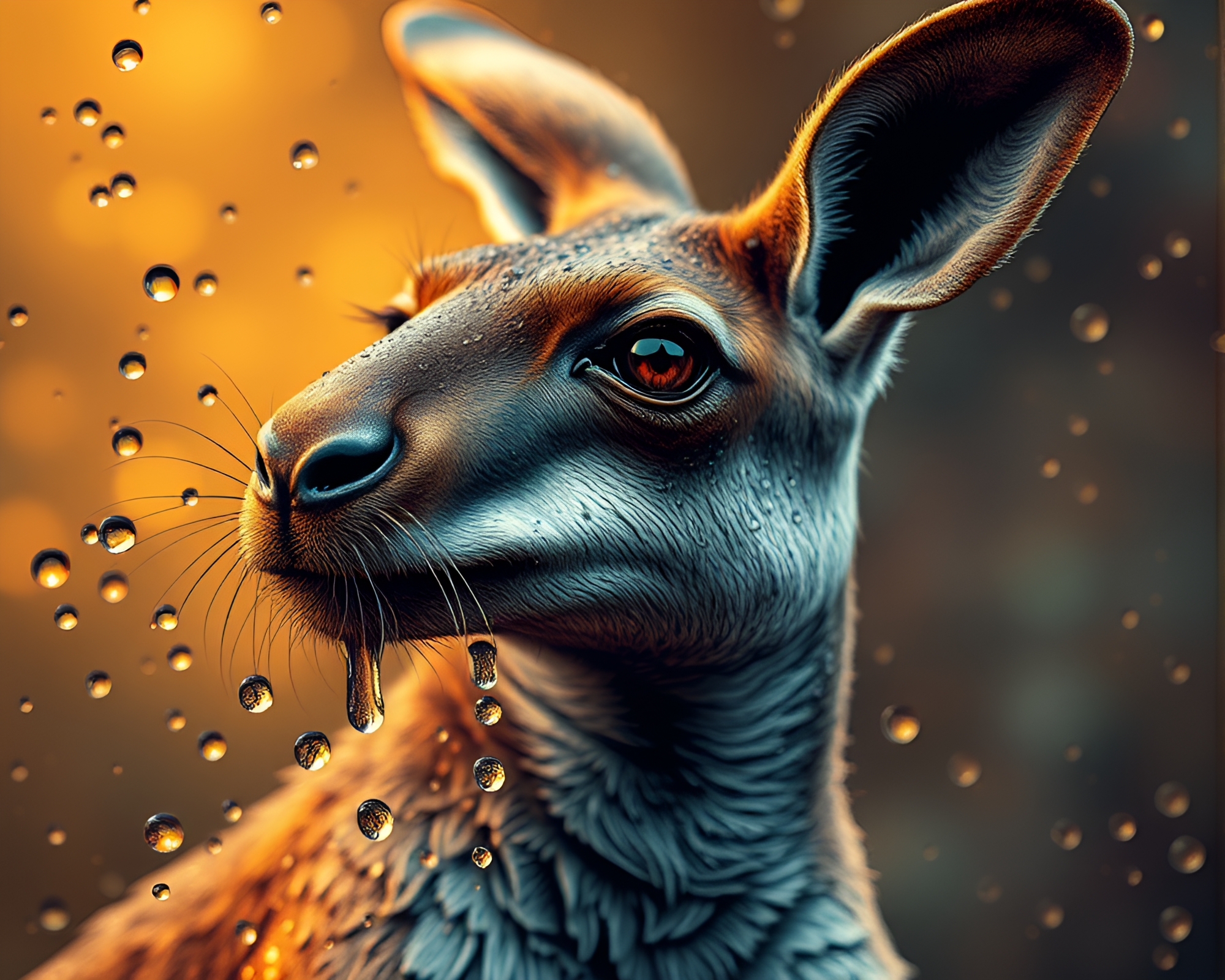 Pop Art Kangaroo with Water Droplets Artwork – free AI stock image