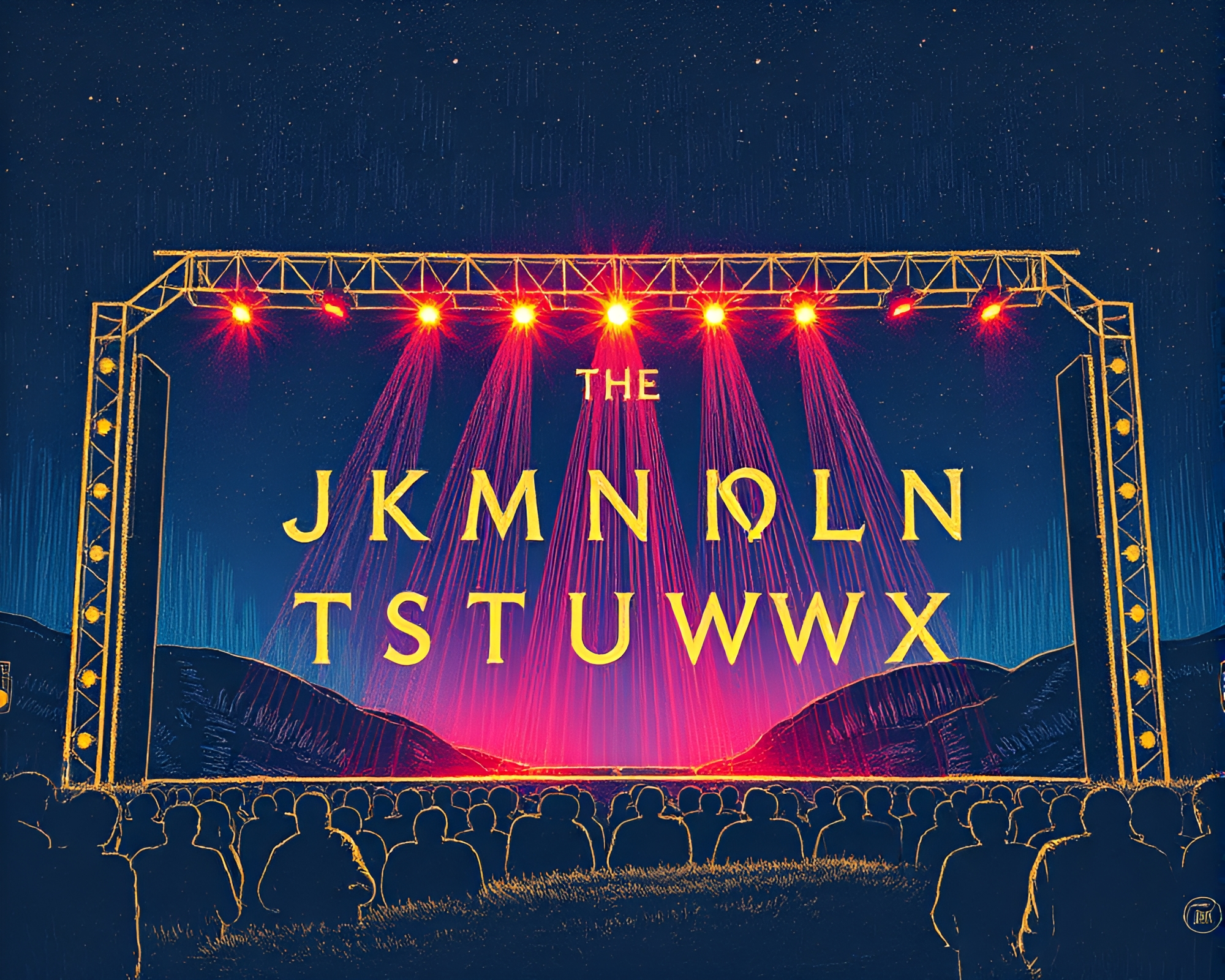 Runic Alphabet Etched in Concert Stage Lights – free AI stock image