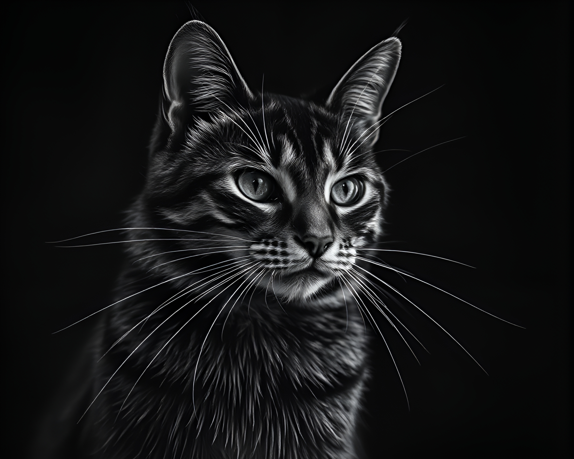 Schrodinger’s Cat Etched in Synthwave Lines – free AI stock image