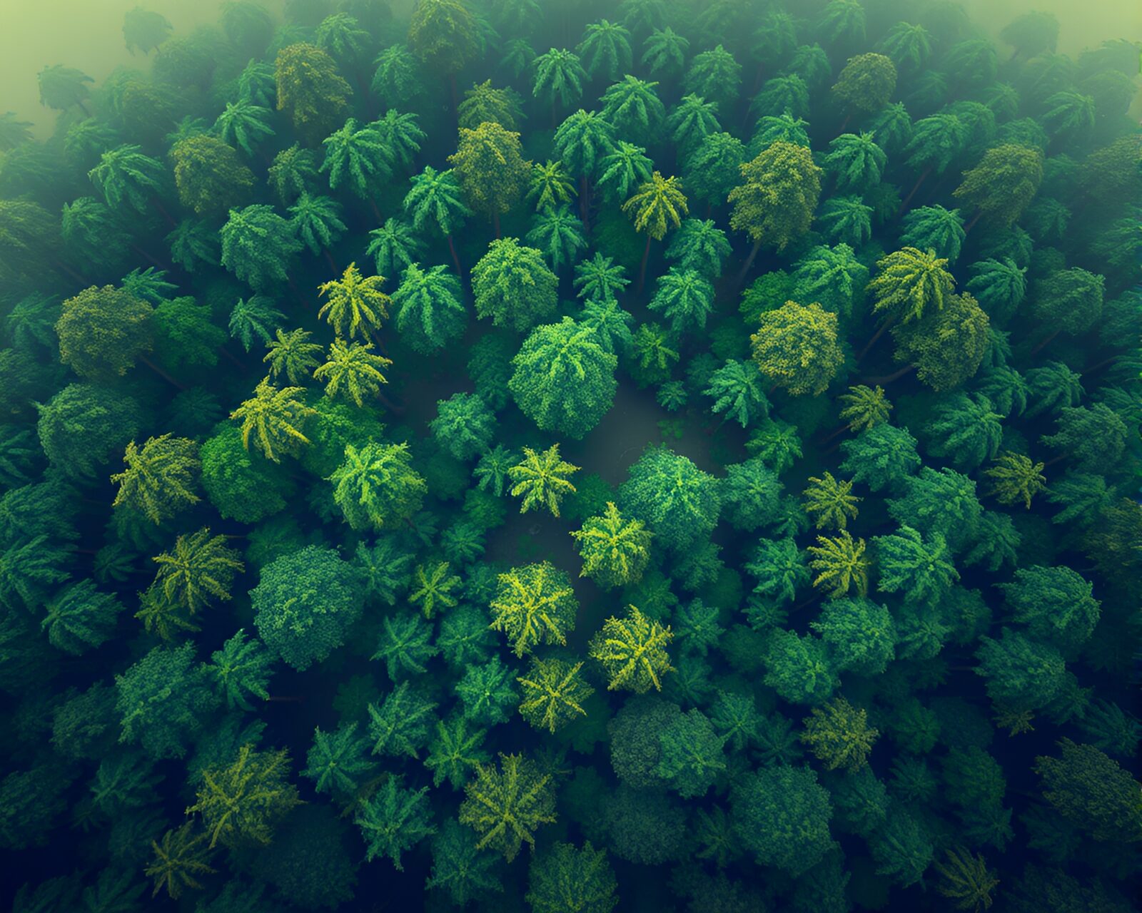 Earth tone gradient jungle from above in pixelated style