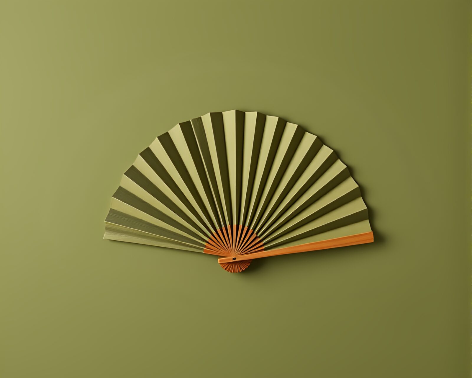 Artistic olive drab fan design with flat color style