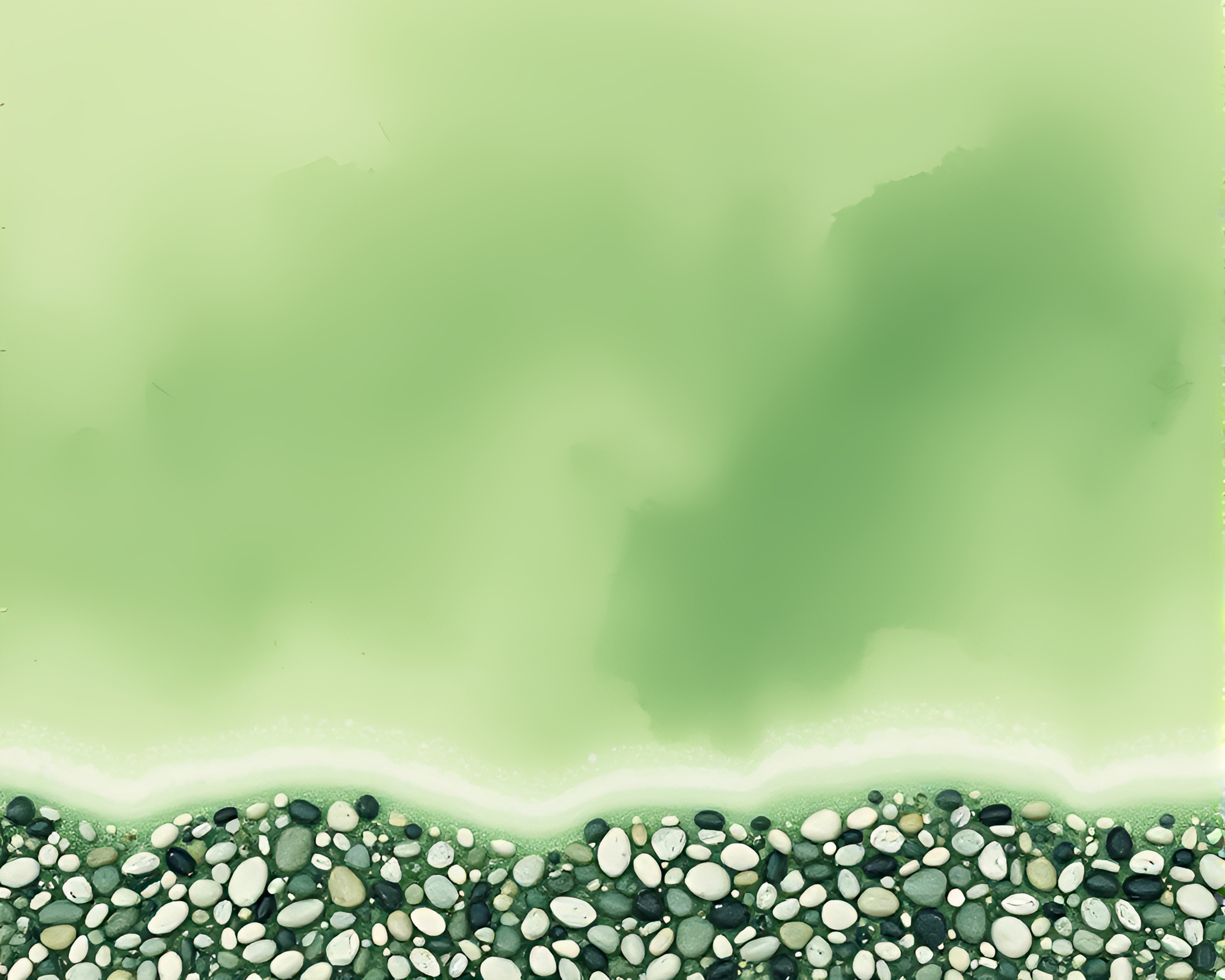Pebble Beach in Rainforest Green Haze – free AI stock image