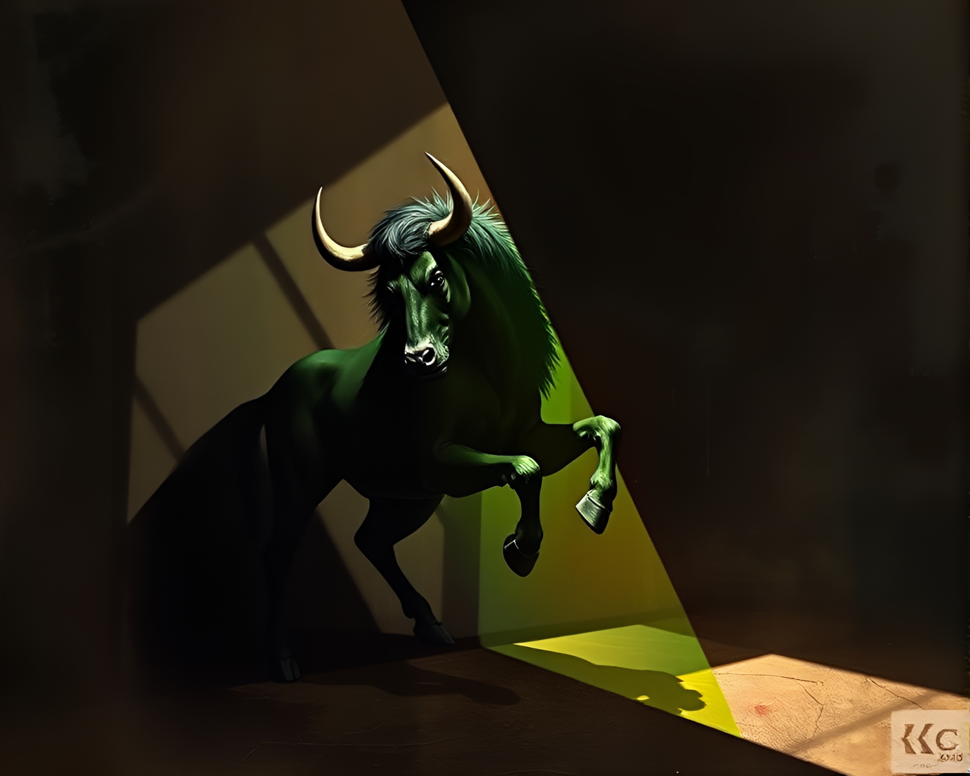 Cubist Minotaur in Prism Attic Shadow – free AI stock image
