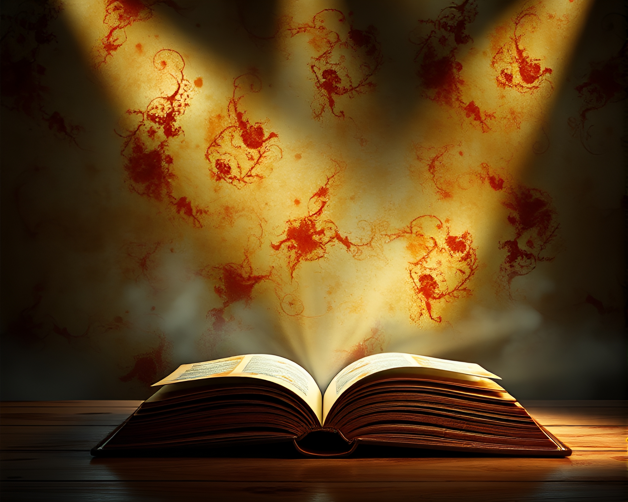 Enchanted Book in Rust Stain Spotlight – free AI stock image