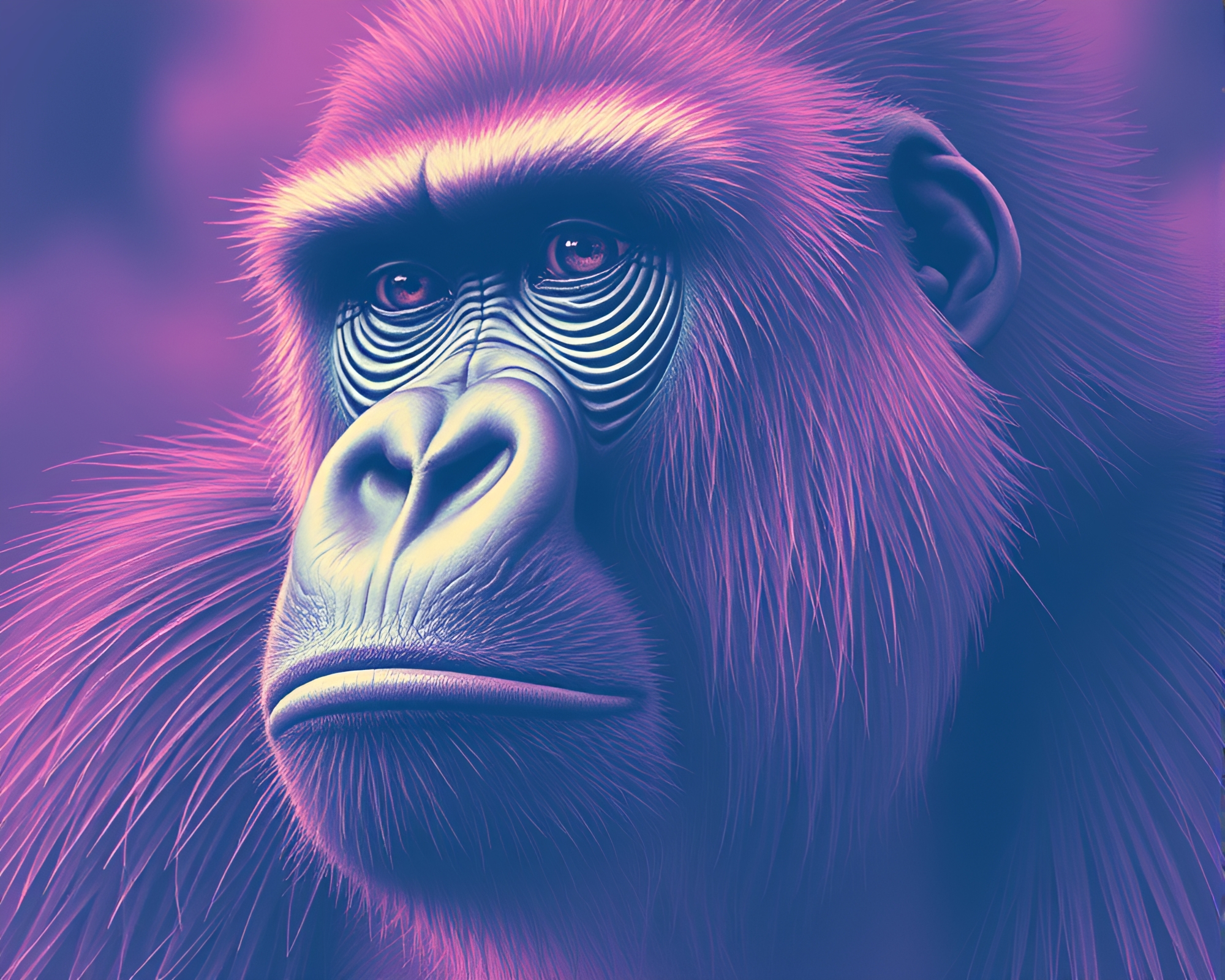 Scan Lines Gorilla in Hatching Pastels – free AI stock image