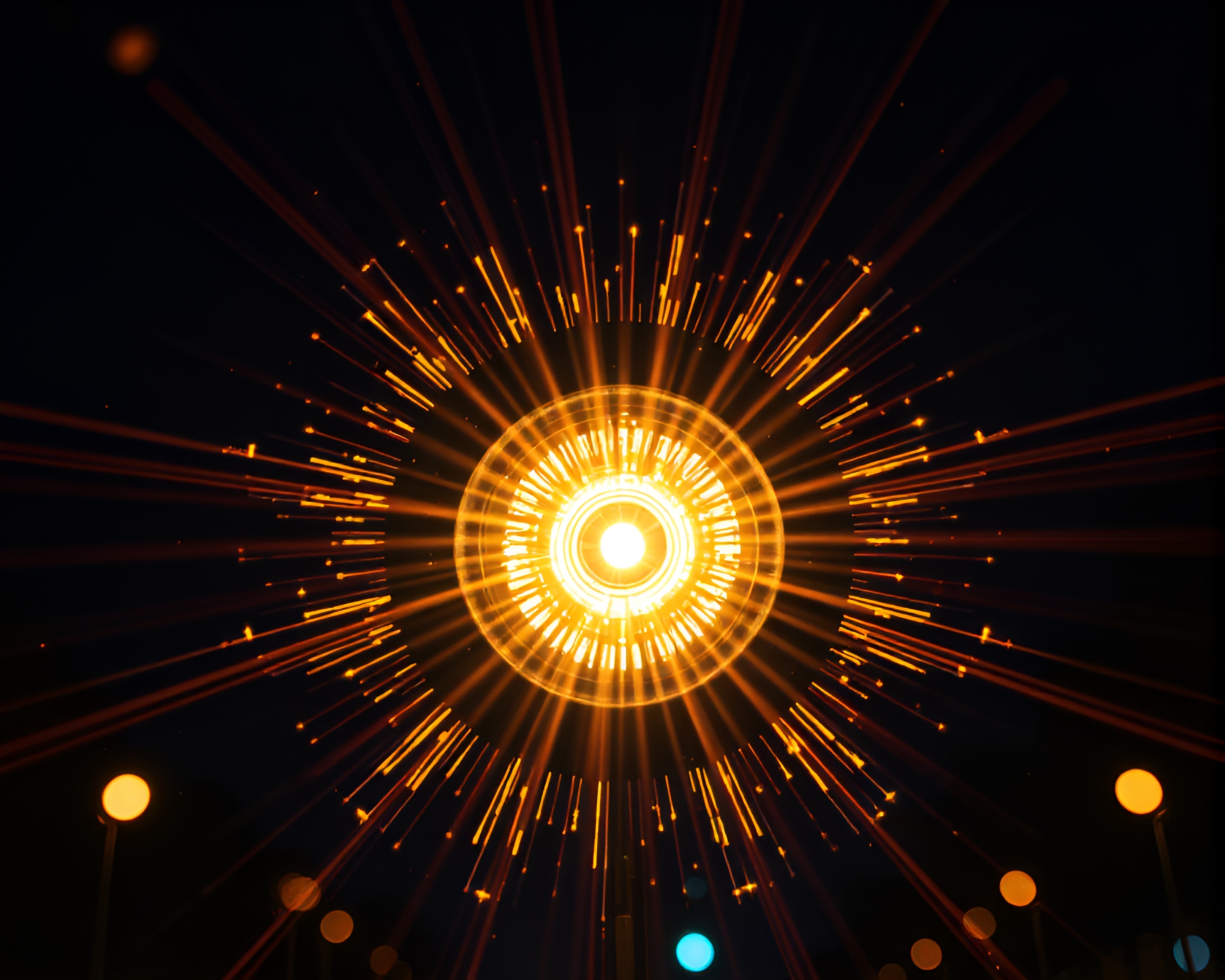 Nanobot Swarm Exploring Streetlamp Glow in Ecorche Study – free AI stock image