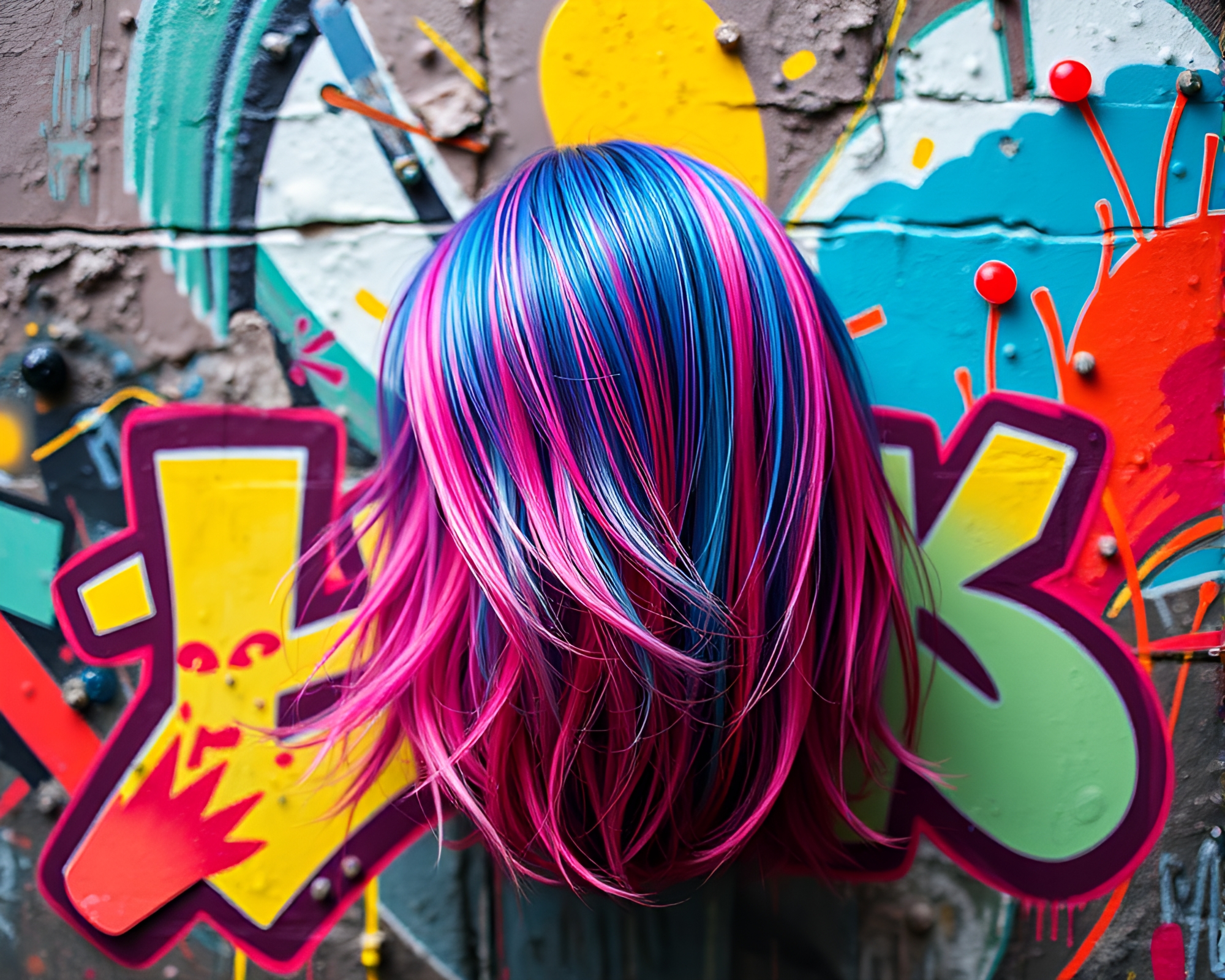 Futuristic Android in Vibrant Graffiti Alley – free AI stock image