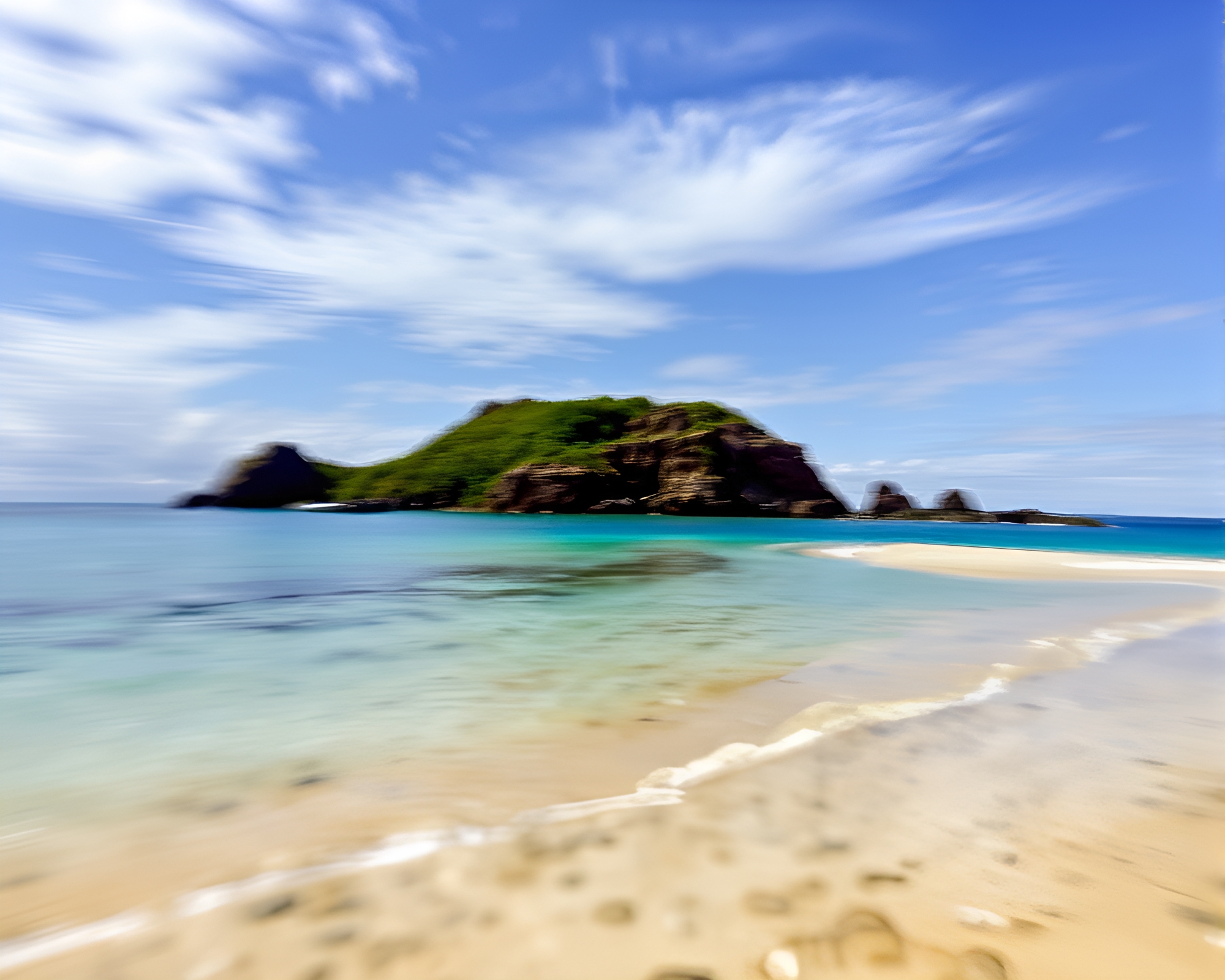 Foil Stamped Island Paradise with Motion Blur – free AI stock image