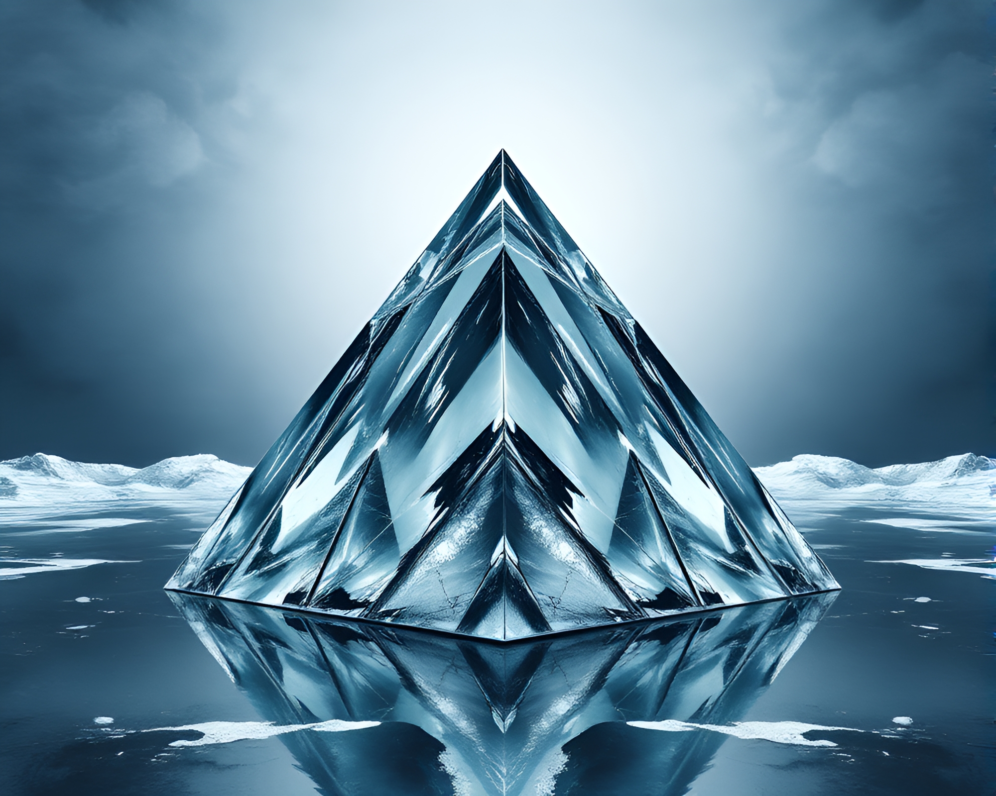 Ethereal Glass Pyramid in Antarctic Whiteout – free AI stock image