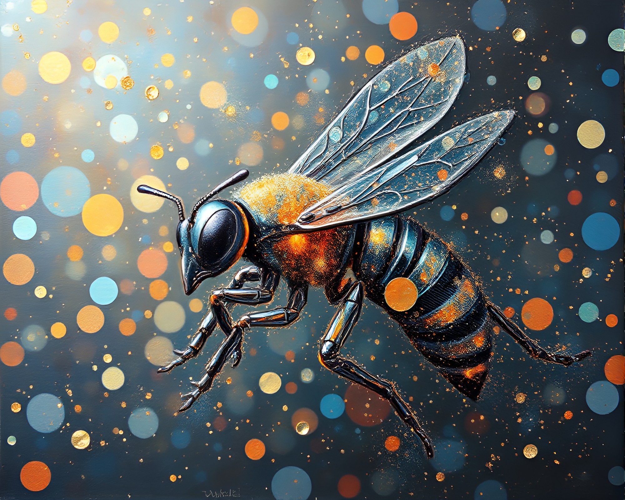 Nanobot Swarm: Metallic Flakes Hatching – free AI stock image