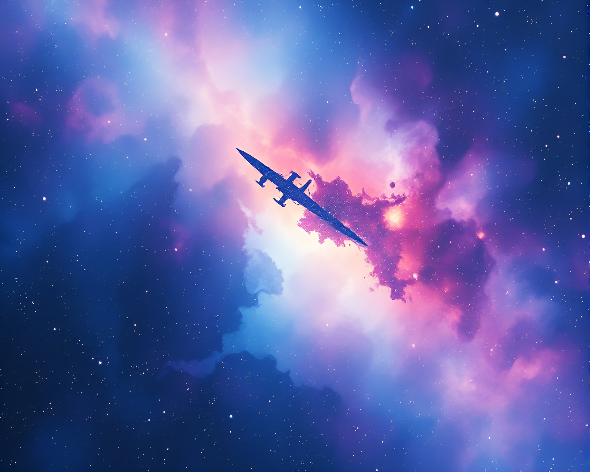 Celestial Nebula in Indigo Mystery: Color Field Painting – free AI stock image