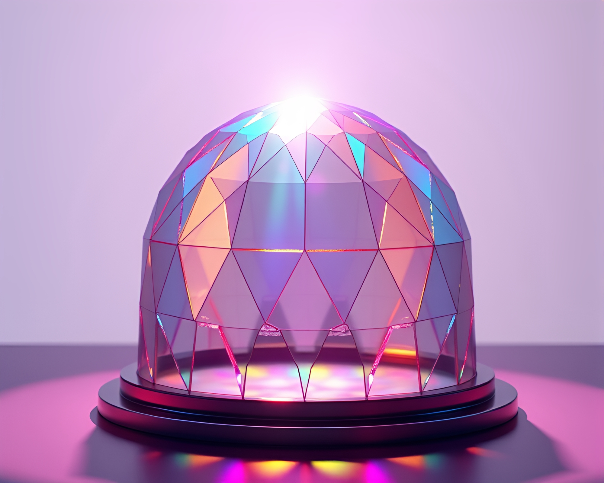 Prismatic Stained Glass Dome in Low-Poly 3D – free AI stock image