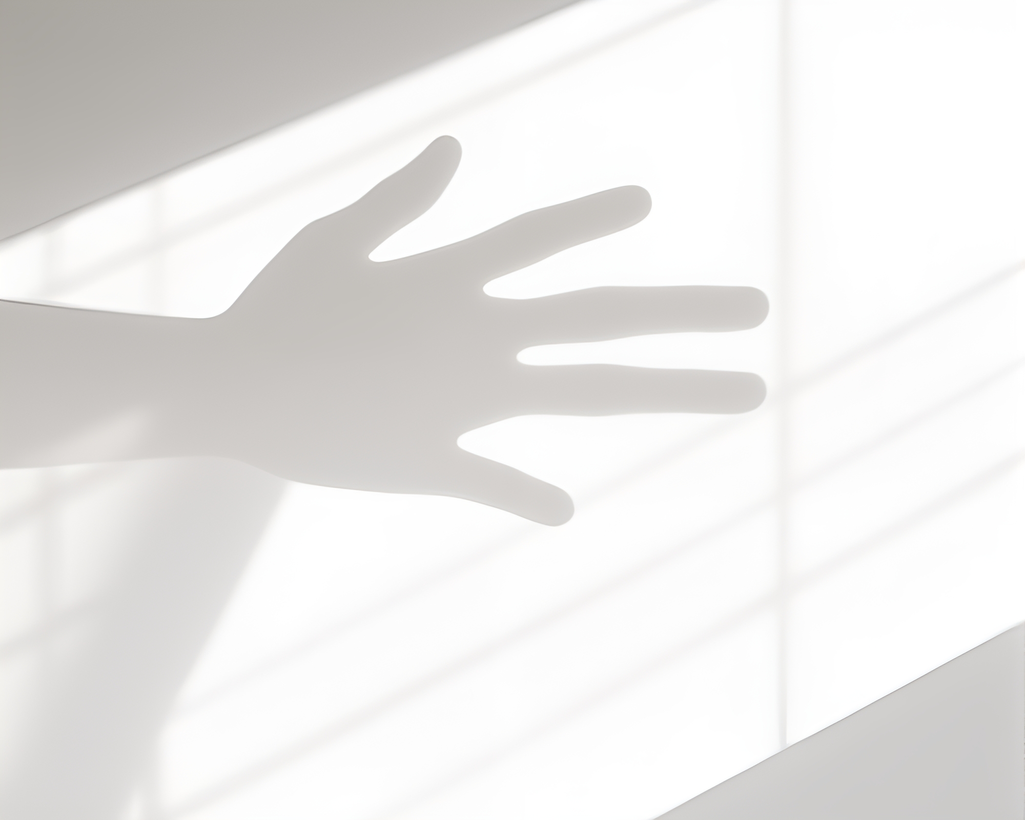 Cybernetic Hand Casts Ivory White Geometric Shadows – free AI stock image