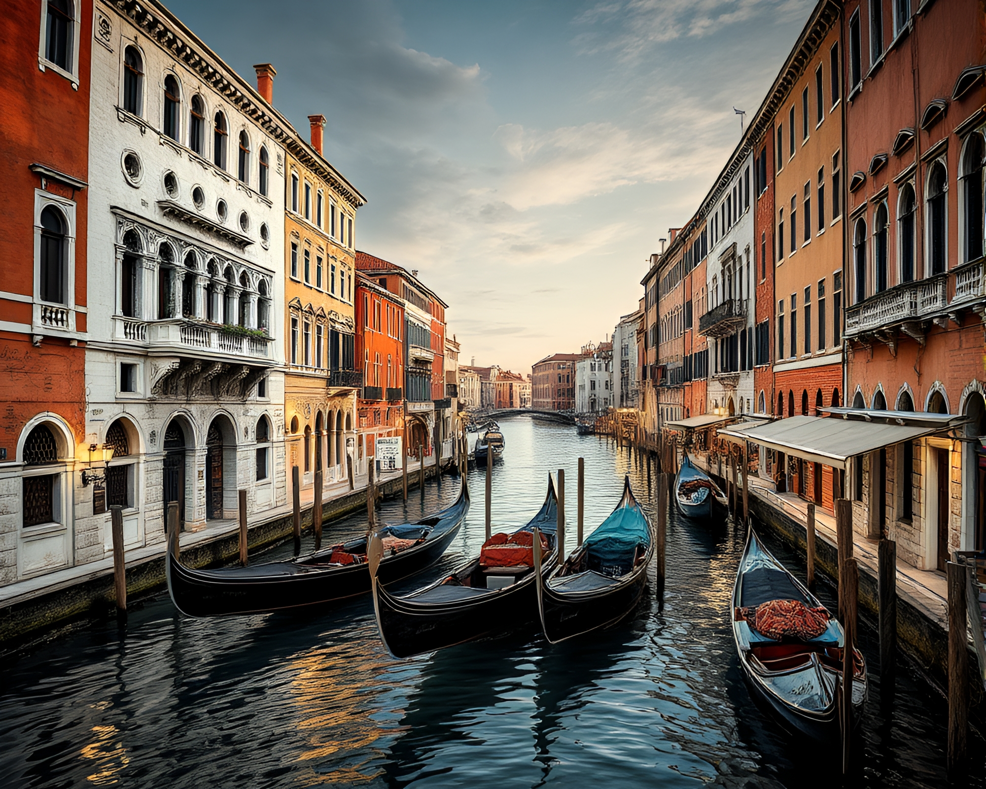 Venetian Canal Engraved Details in Spotlight Effect – free AI stock image