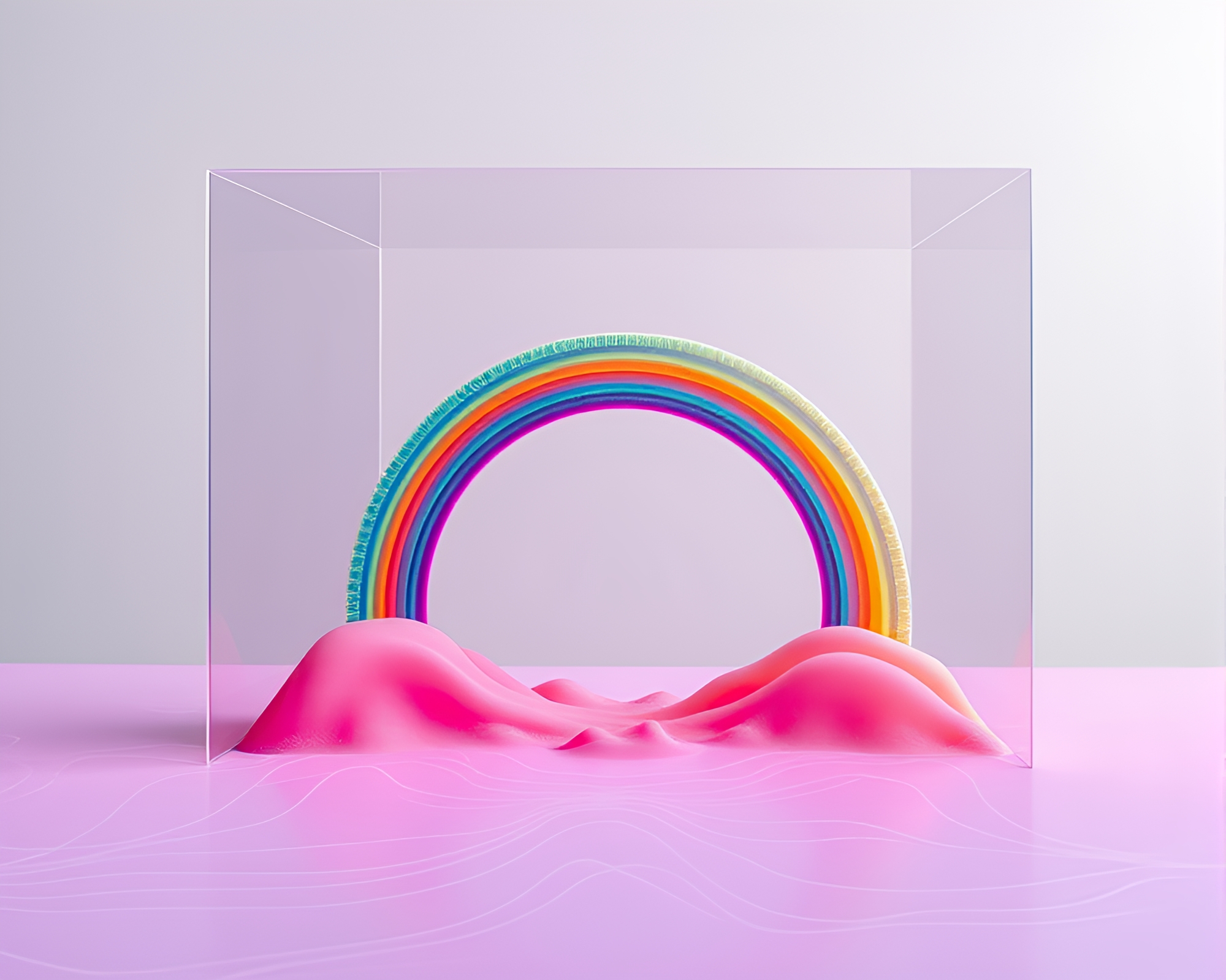 Cosmic Rainbow 3D Bio-Printer Minimalist Composition – free AI stock image