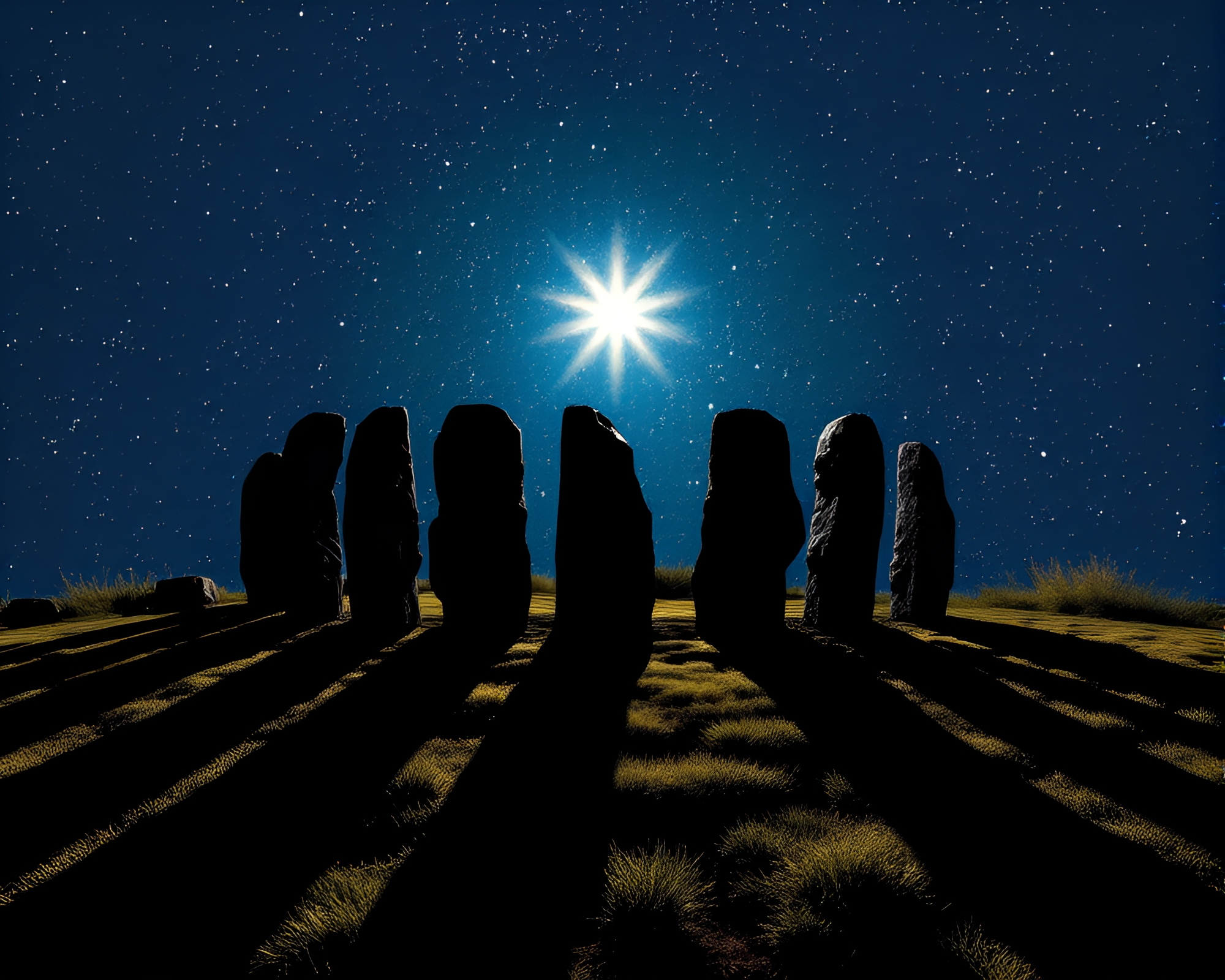 Starlit Stone Circle with Stencil Shadow Pop Art – free AI stock image