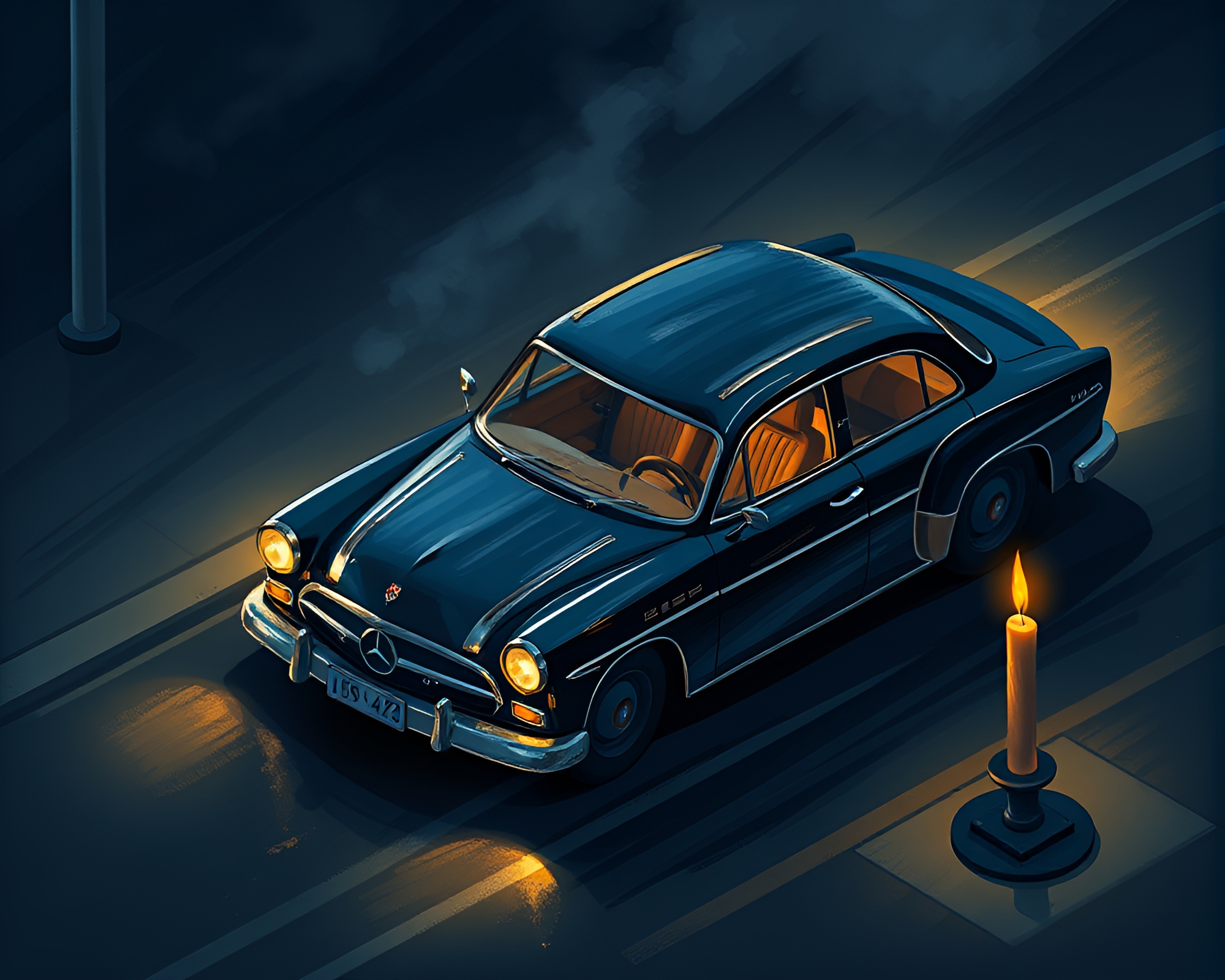 Futuristic Hover Car in Isometric Charcoal Illustration – free AI stock image