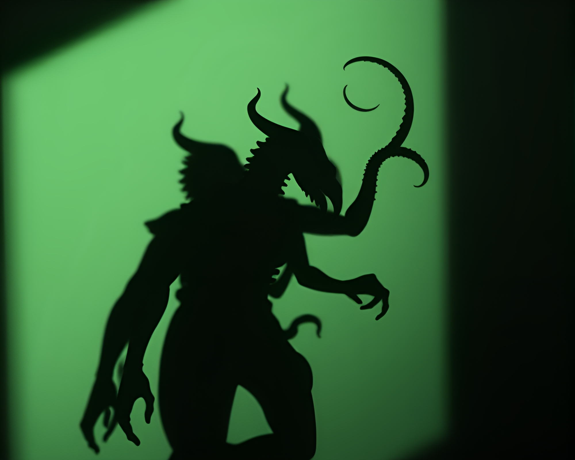 Fantasy Hydra silhouette in maximalist shadow play – free AI stock image