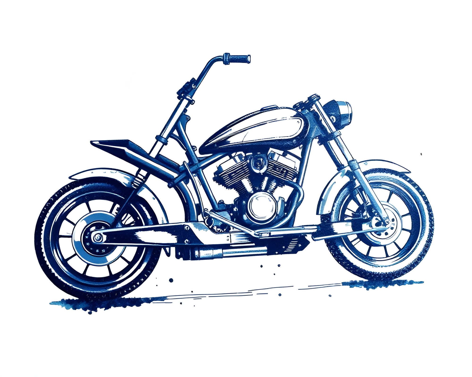 Foil Stamped Hoverbike in Elegant Monochrome Blue Ink Wash – free AI stock image