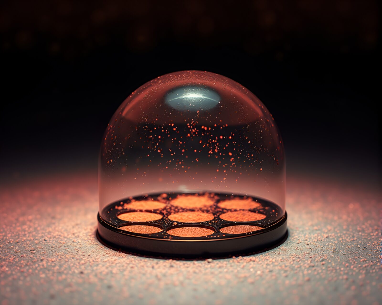 Enchanting low light photo of shimmering particles in an underwater dome