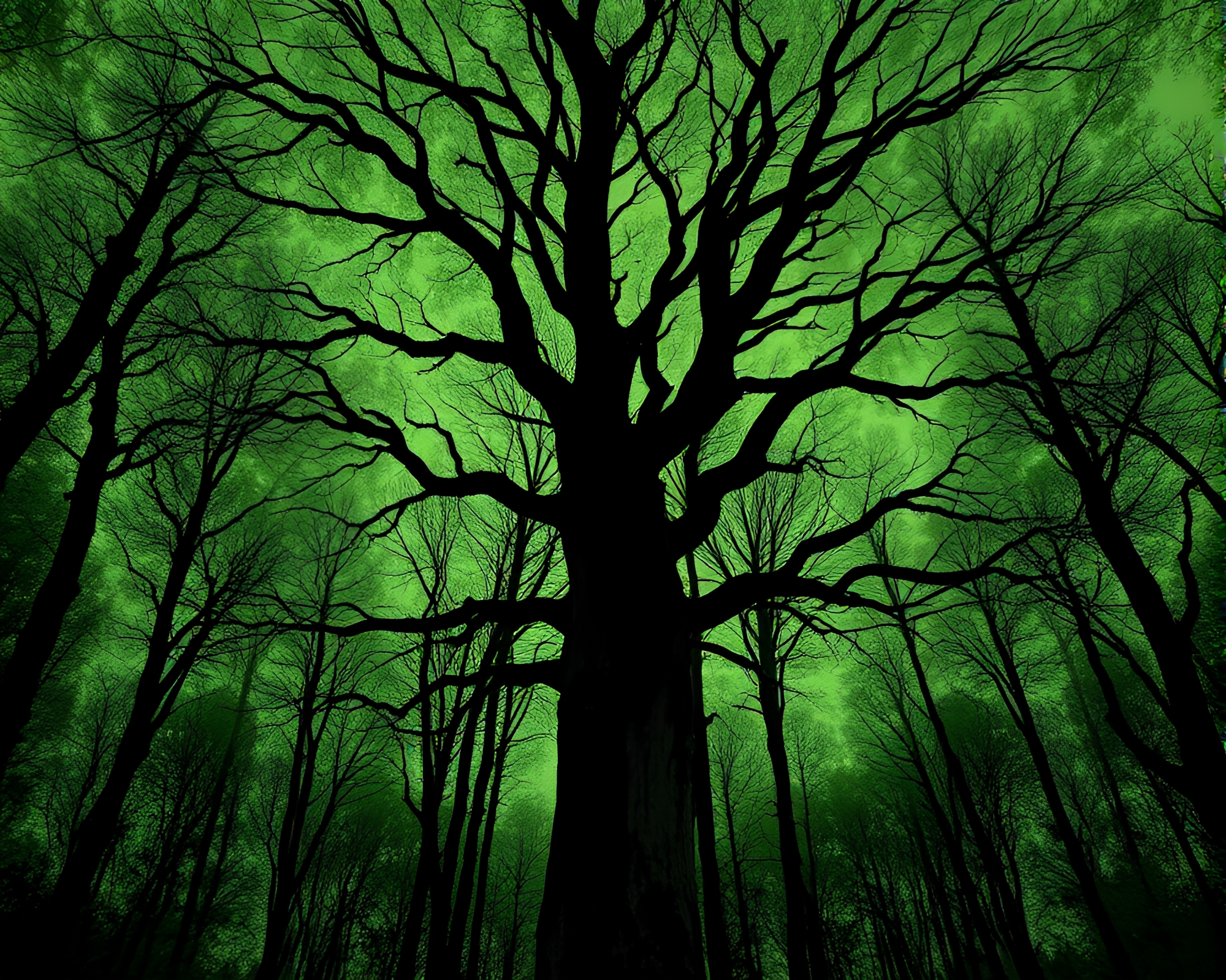 Enchanted forest: Basilisk in x-ray tree ring pattern – free AI stock image