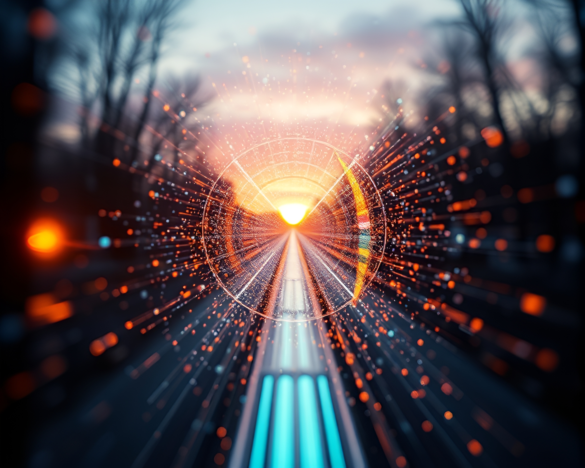 Golden Hour Quantum Teleportation Device Close-Up – free AI stock image