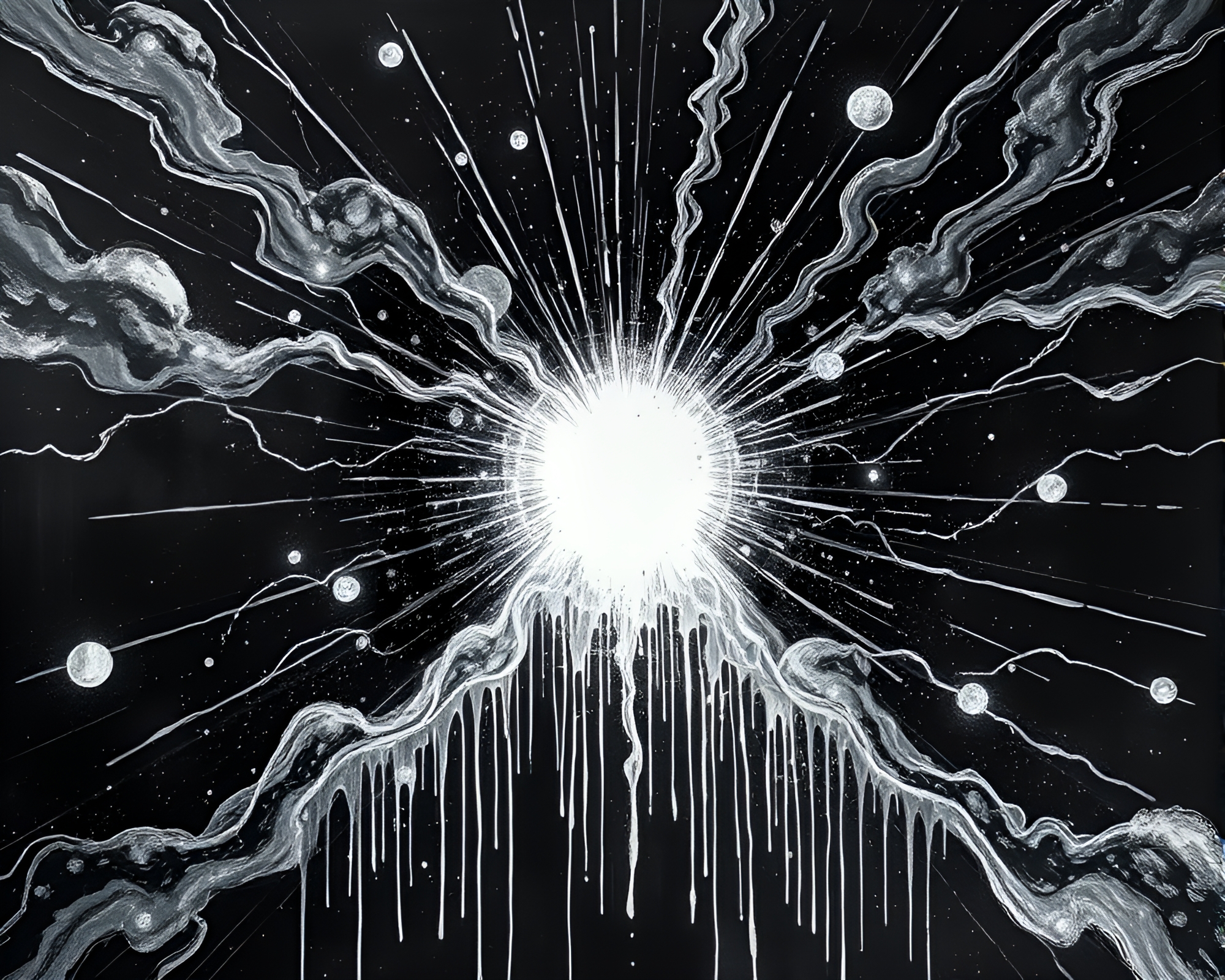 Multiverse Portal Ink Wash Solar Flare Composition – free AI stock image