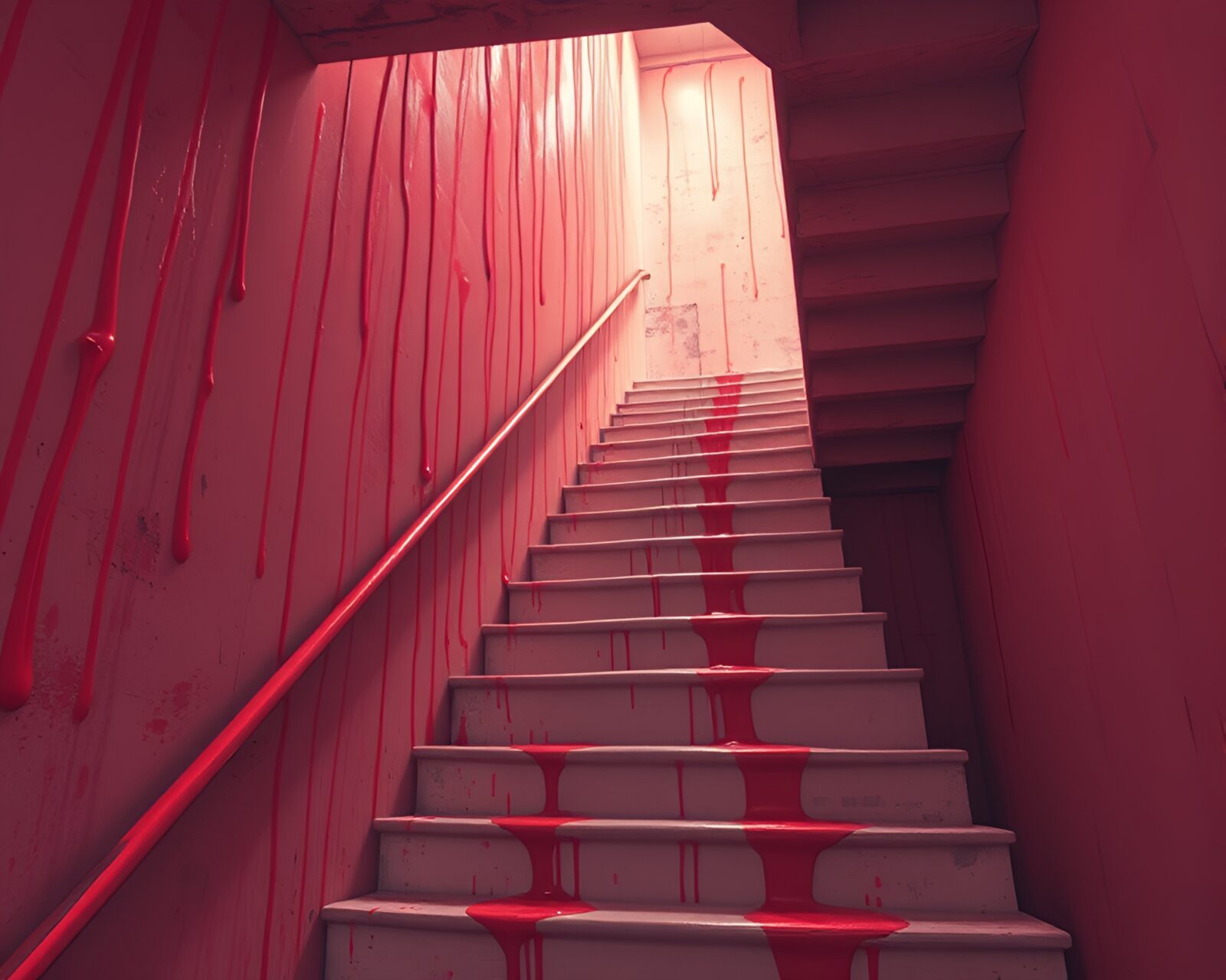 Infrared-lit staircase with melting paint in detailed study