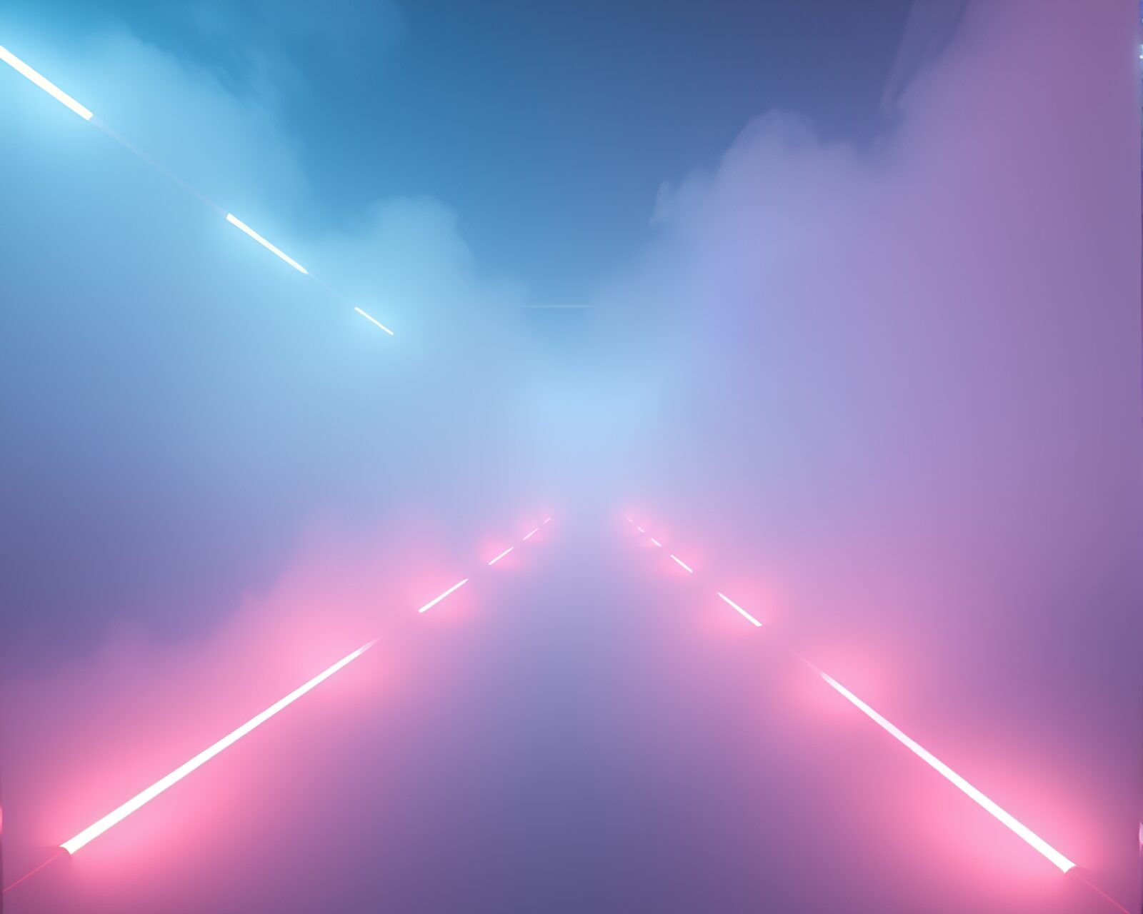 Glowing futuristic habitat floating in misty space