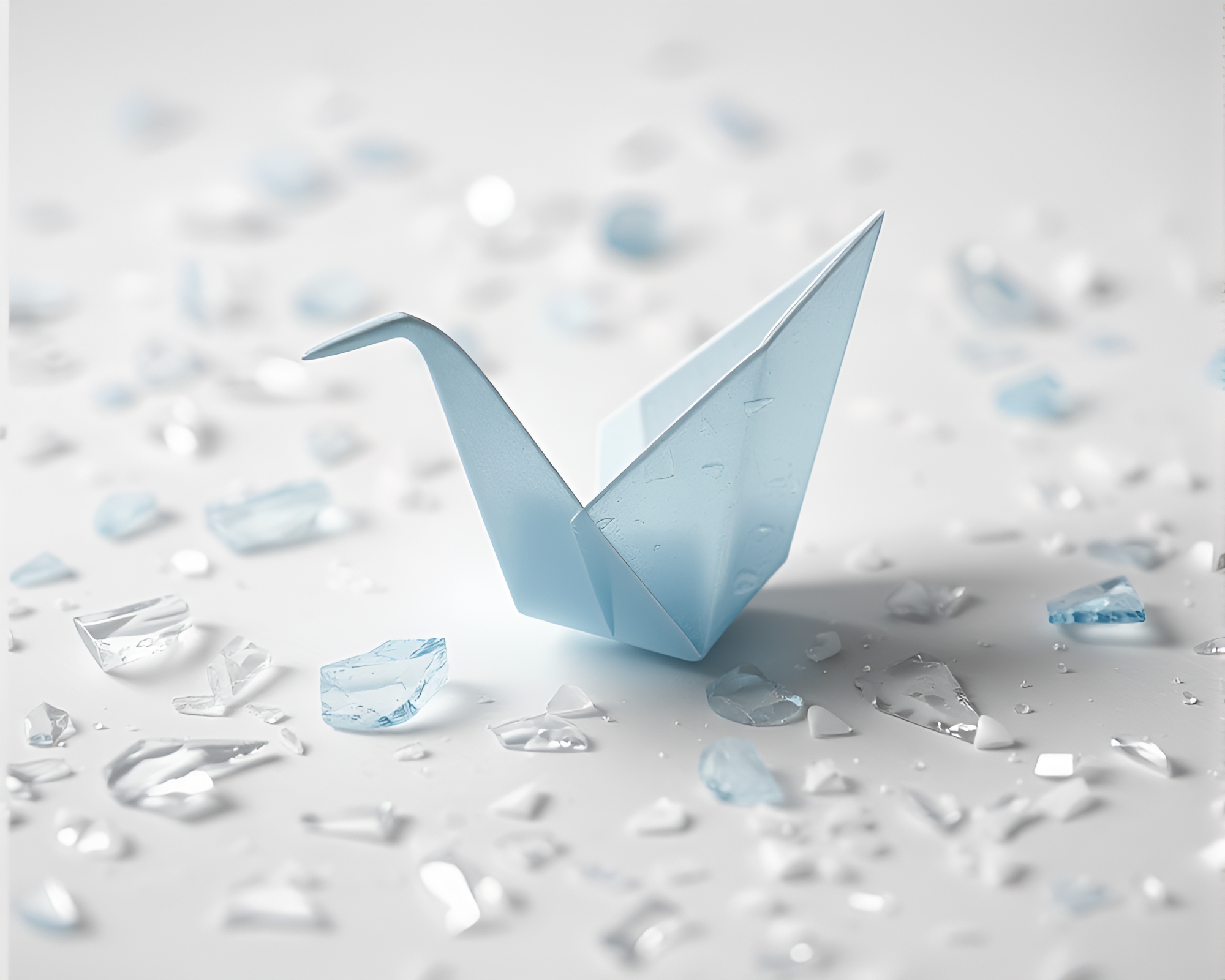 Frozen Origami: Shattered Glass Crane – free AI stock image