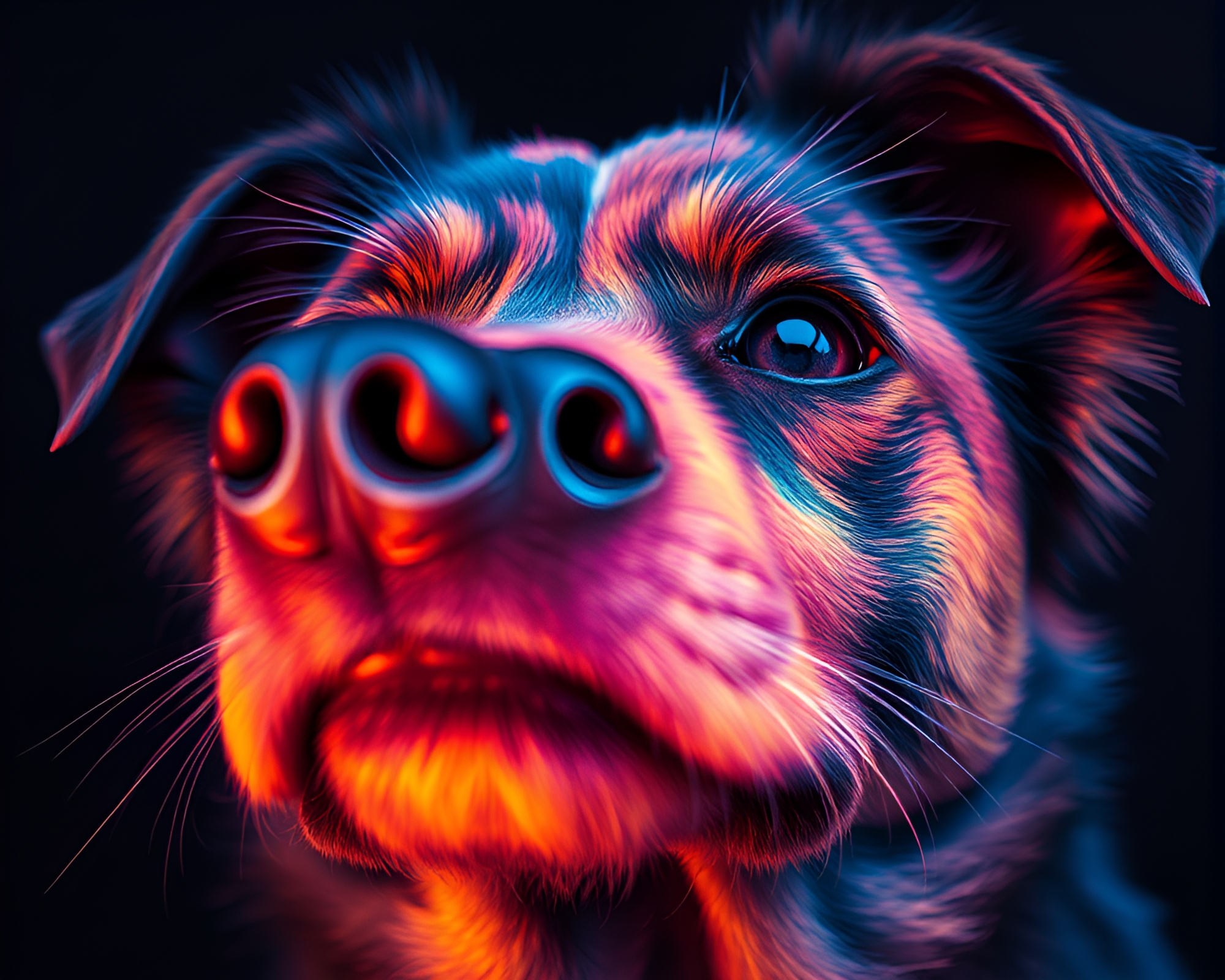 Holographic Pet Serenity at Sunset Close-Up Drawing – free AI stock image