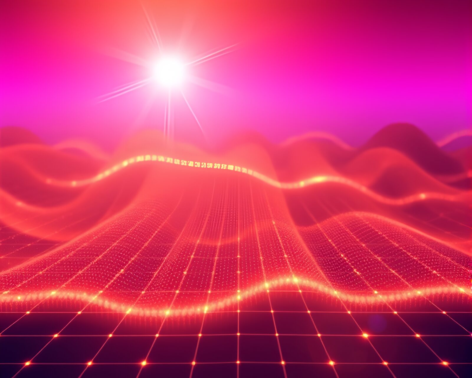 Data visualization style image with copper tones and retro wave grid