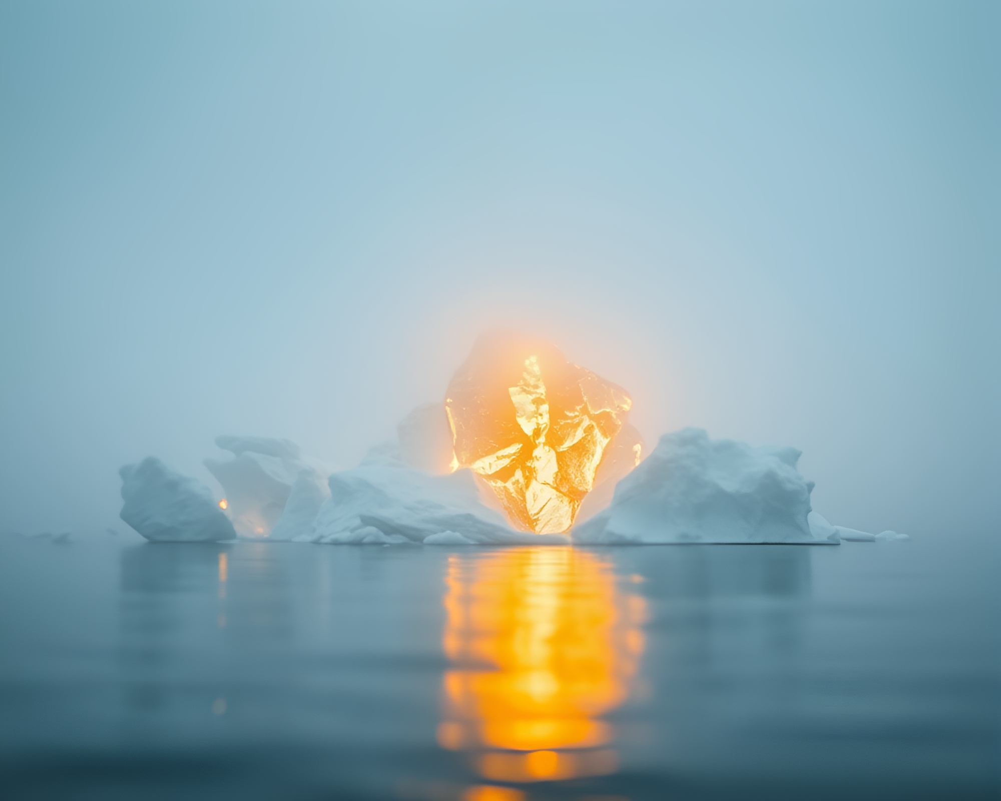 Glistening Arctic Iceberg in Tilt-Shift Photography – free AI stock image
