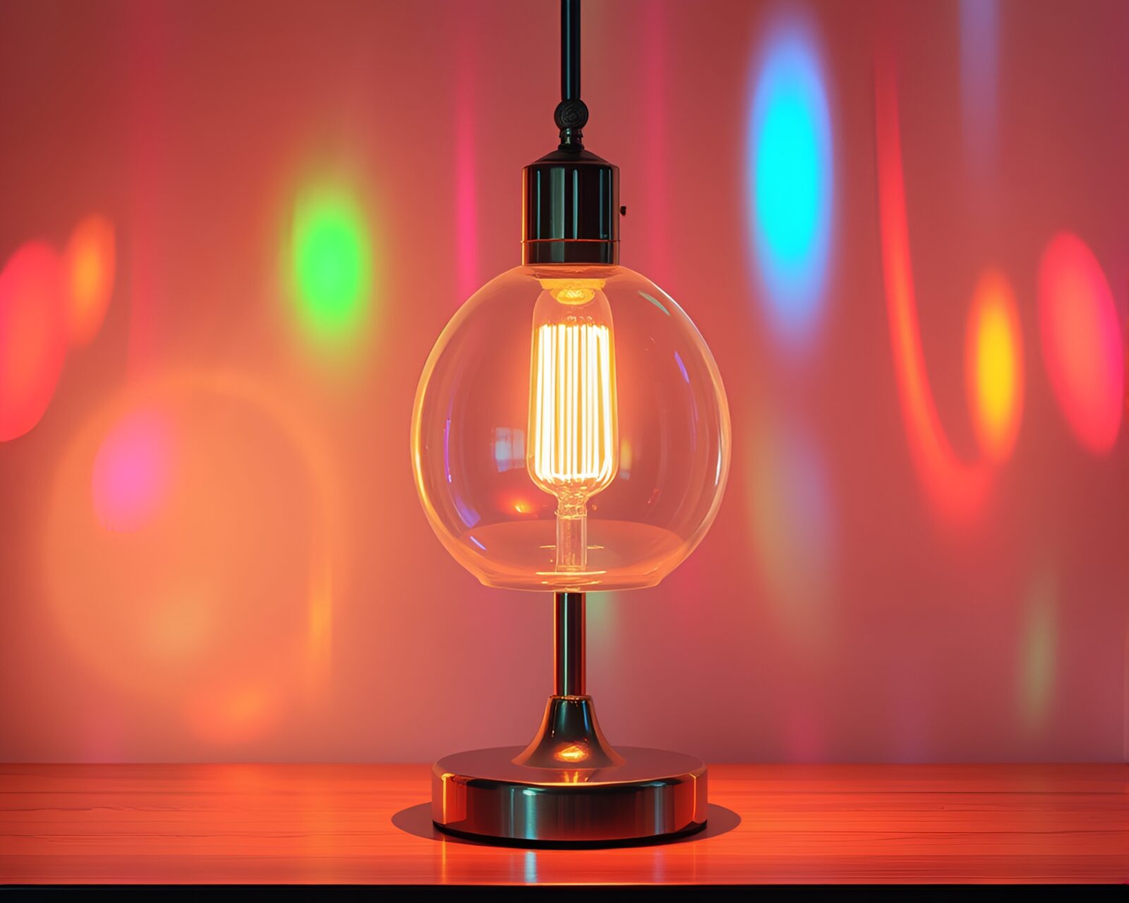 Vintage desk lamp with colorful soap film sheen
