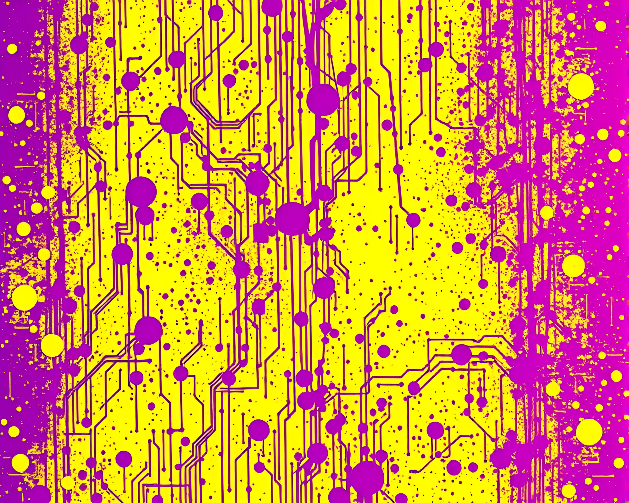Ultraviolet Circuit Board Splatter Art – free AI stock image