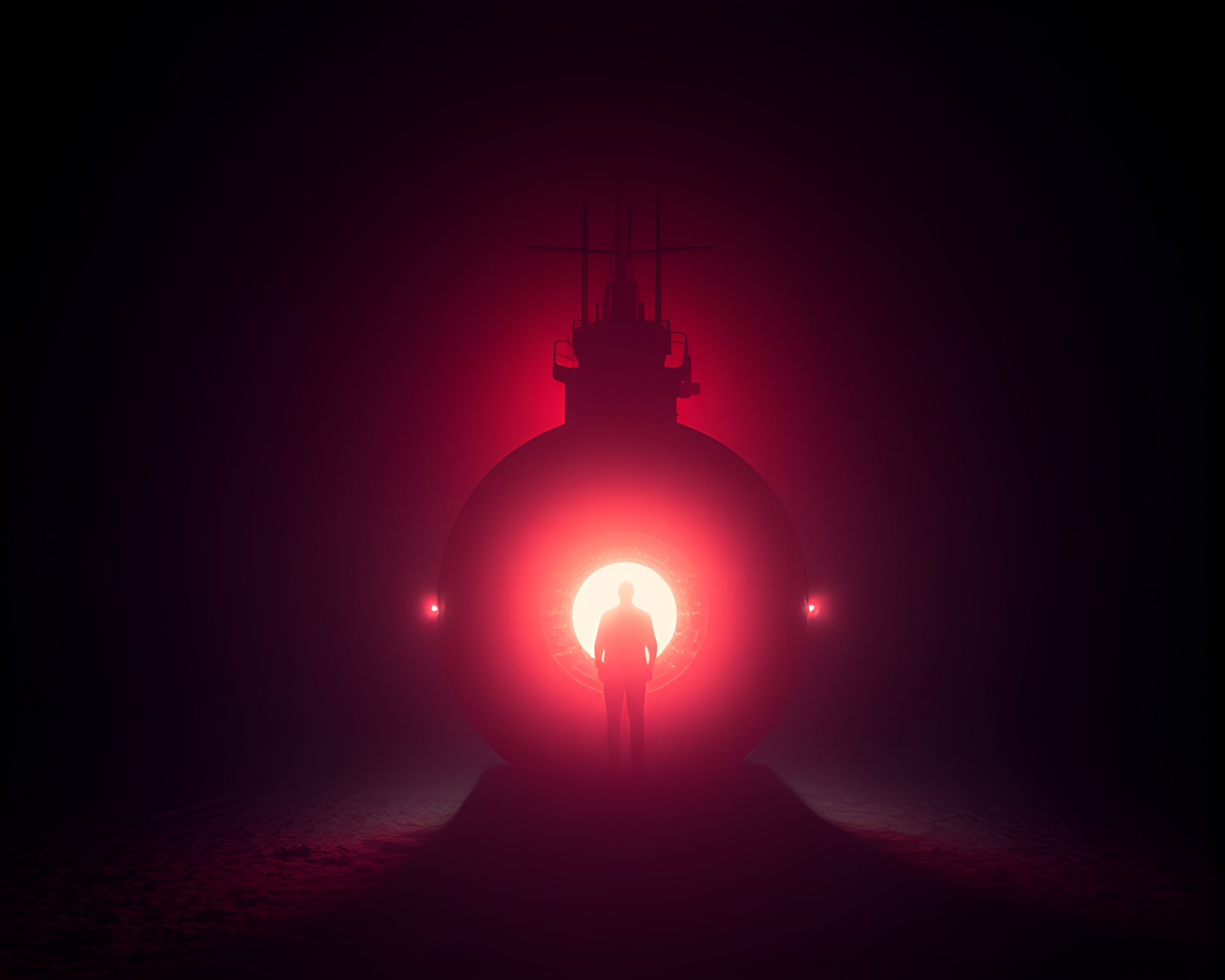 Ethereal Submarine Under Torchlight Glow – free AI stock image