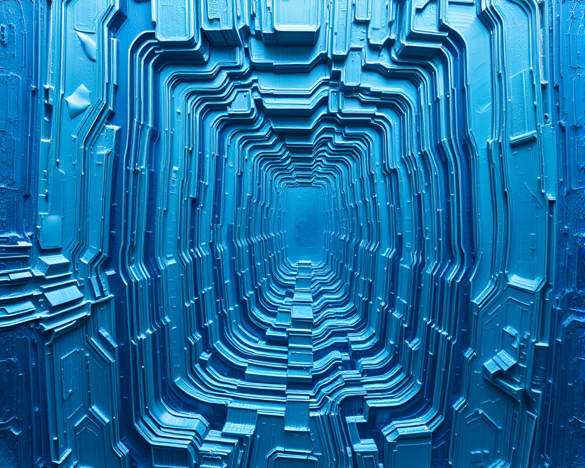 Cybernetic Mirror Maze Bathed in Ice-Blue Light – free AI stock image