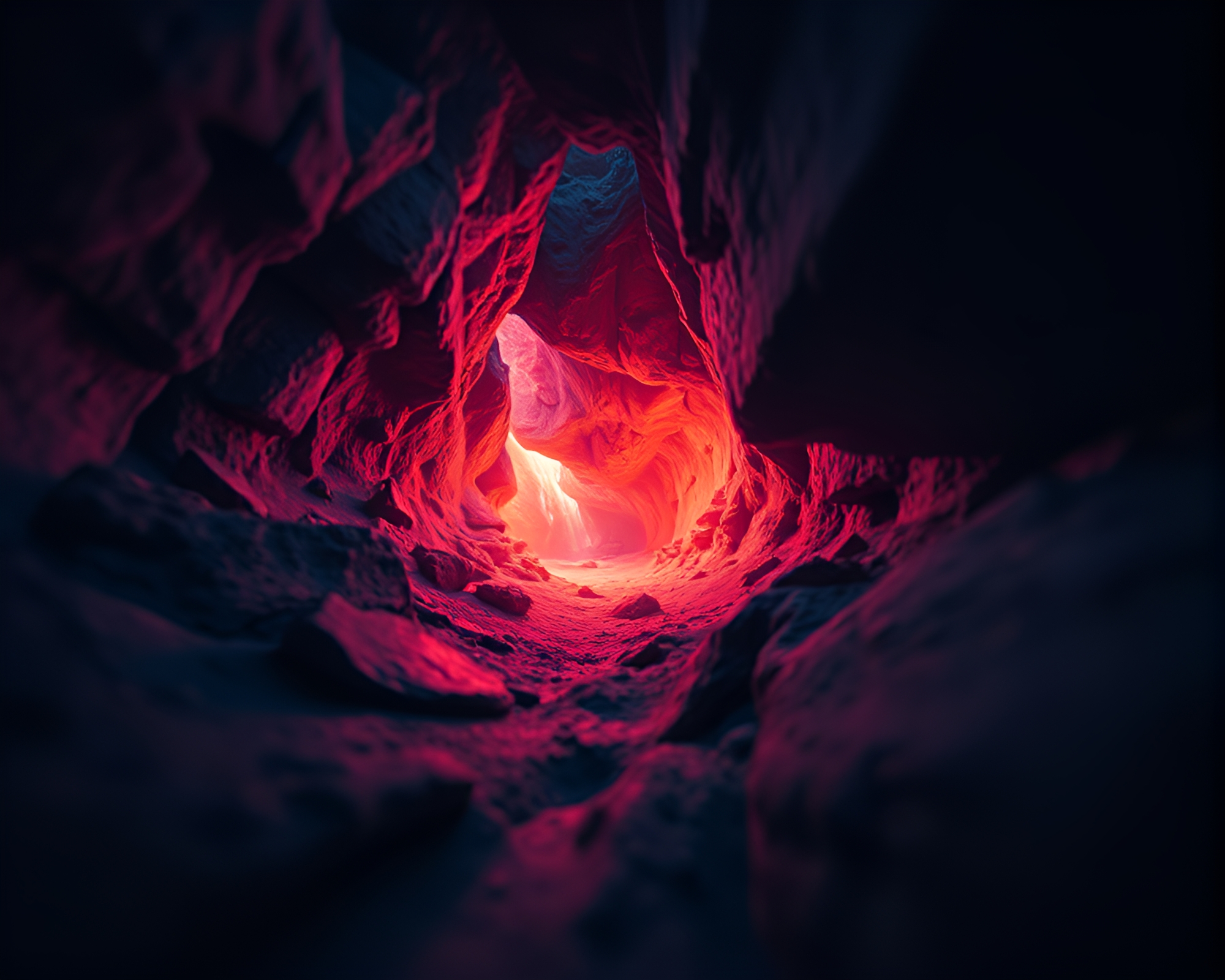 Neon-lit Cave Painting from Worm’s Eye View – free AI stock image