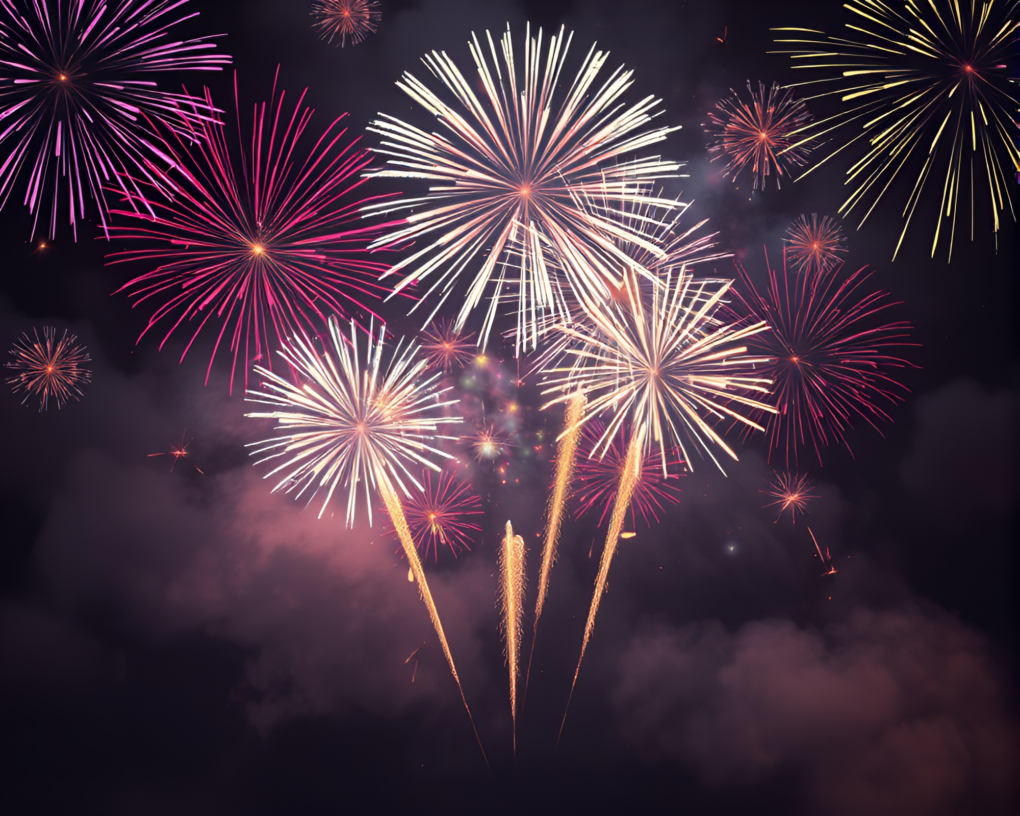 Kaleidoscopic Firework Symphony in Futuristic Shadowed World – free AI stock image