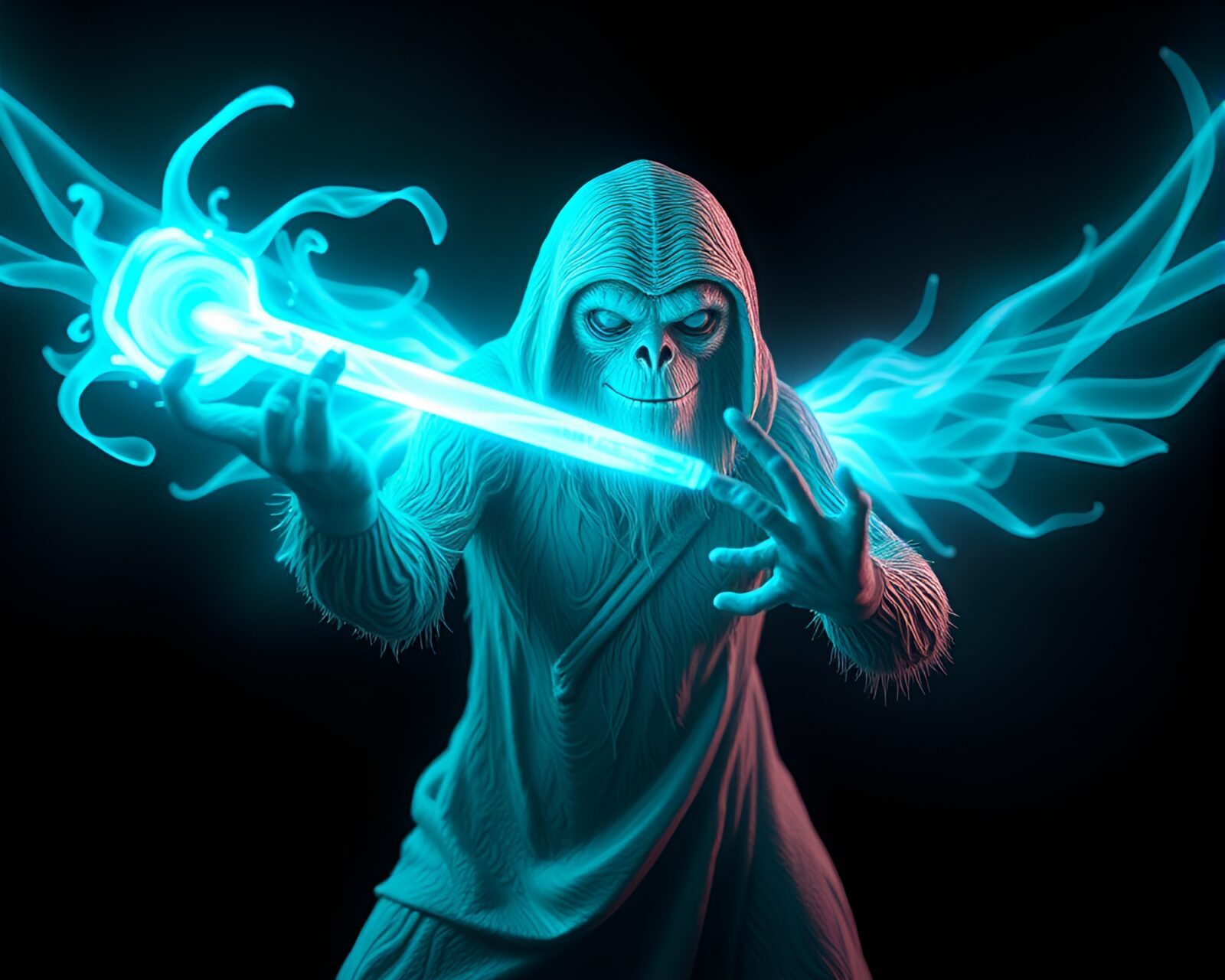 High-poly motion-capture sloth in glowing sorcery ambiance