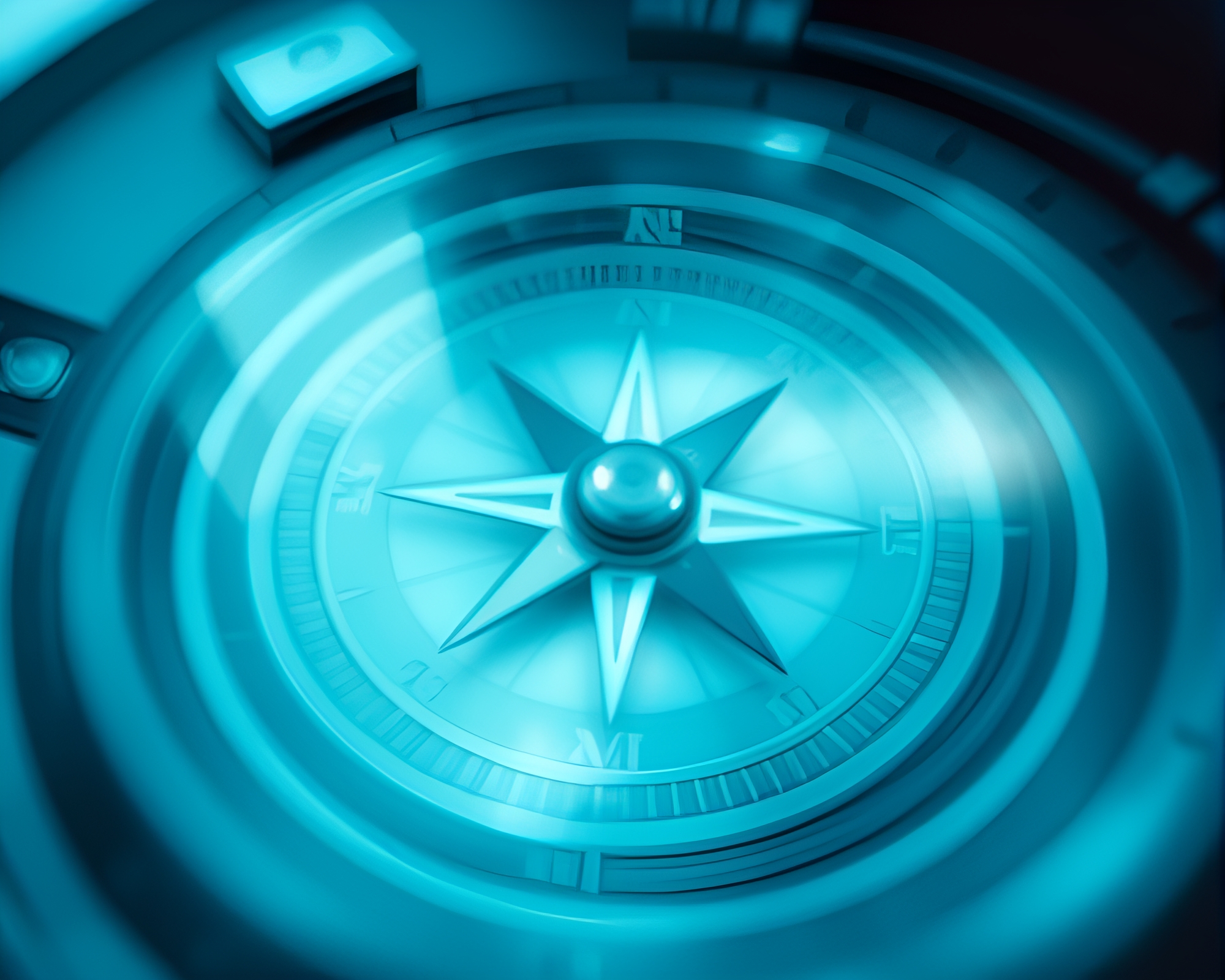 Ethereal Compass in Ice-Blue Pan Blur – free AI stock image