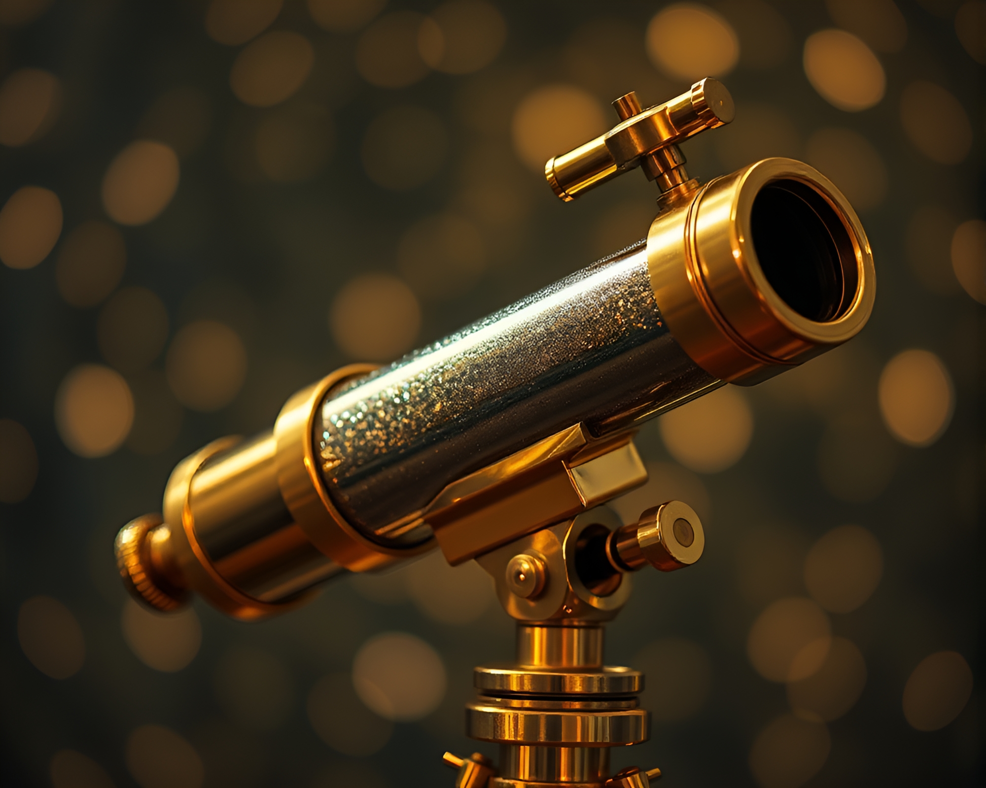 Dutch Angle Brass Telescope with Sparkle – free AI stock image