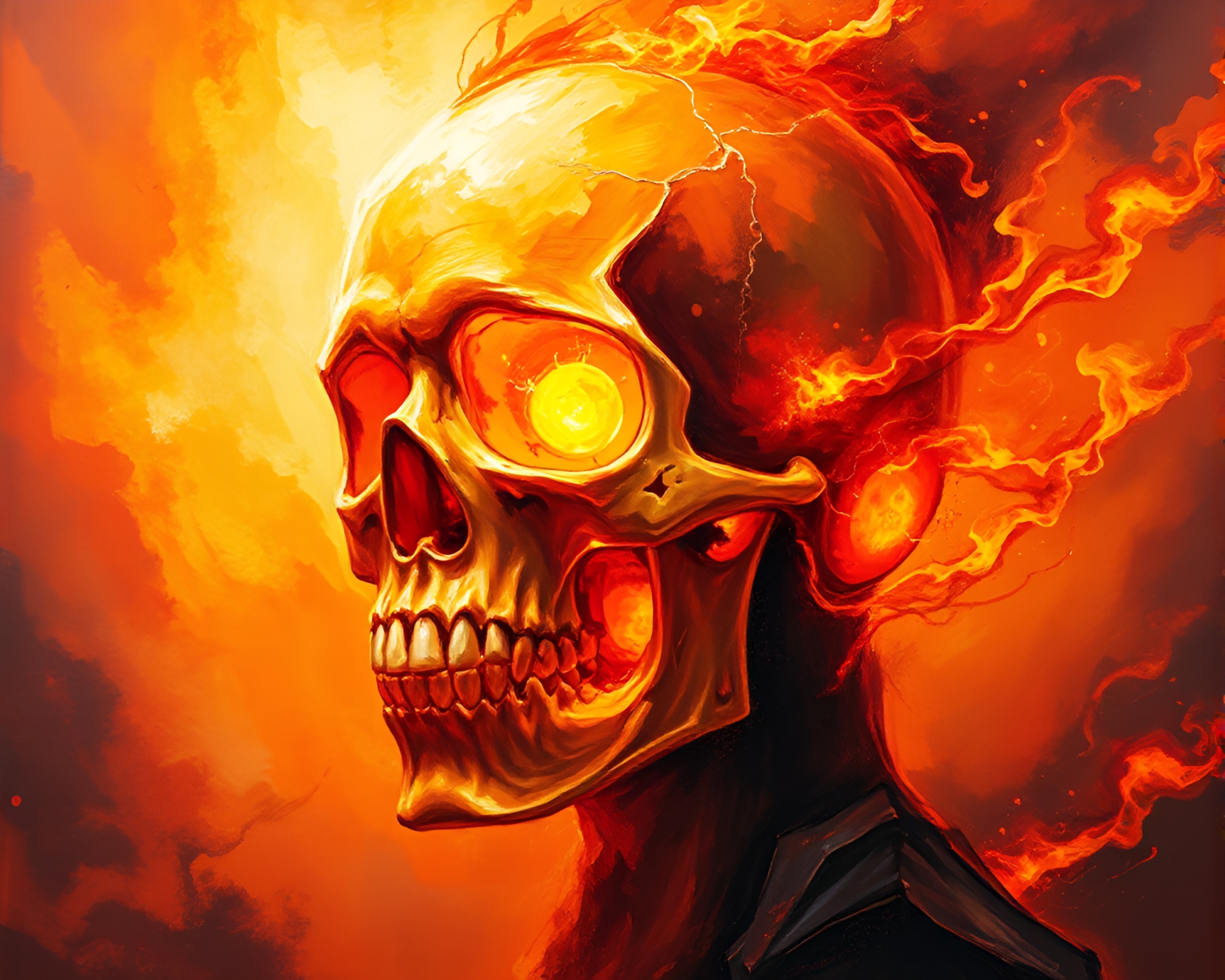 Burning Embers Illuminating Enigmatic Crystal Skull – free AI stock image